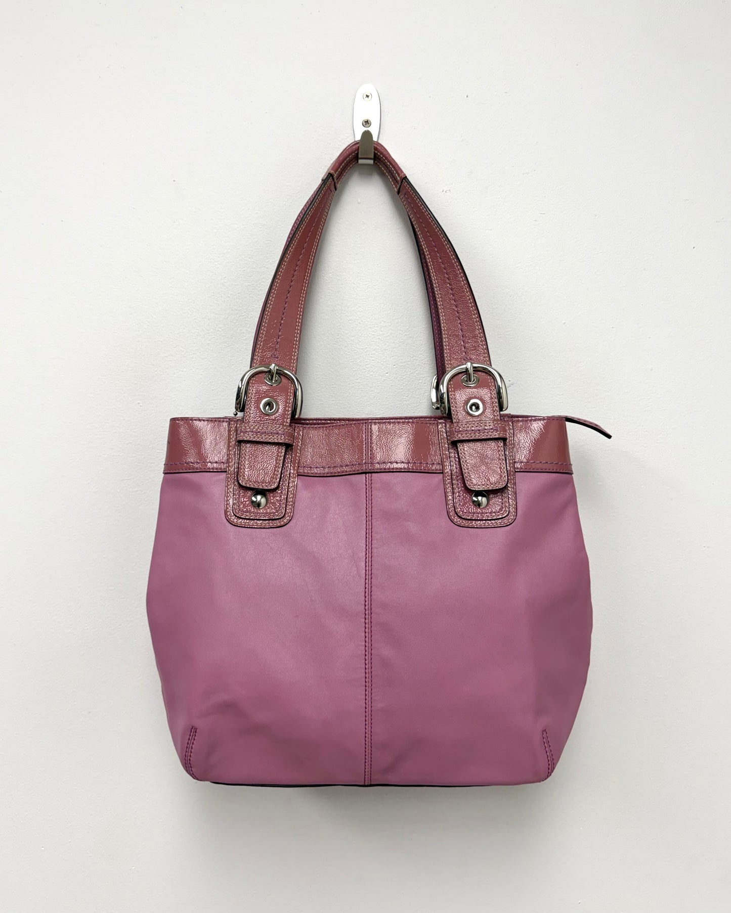 Coach MEDIUM F15045 Vintage Mauve Pink Soho Y2K Pleated Leather Tote