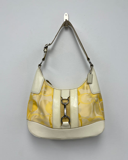 Coach Hampton Optic Signature logo stripe hobo shoulder bag