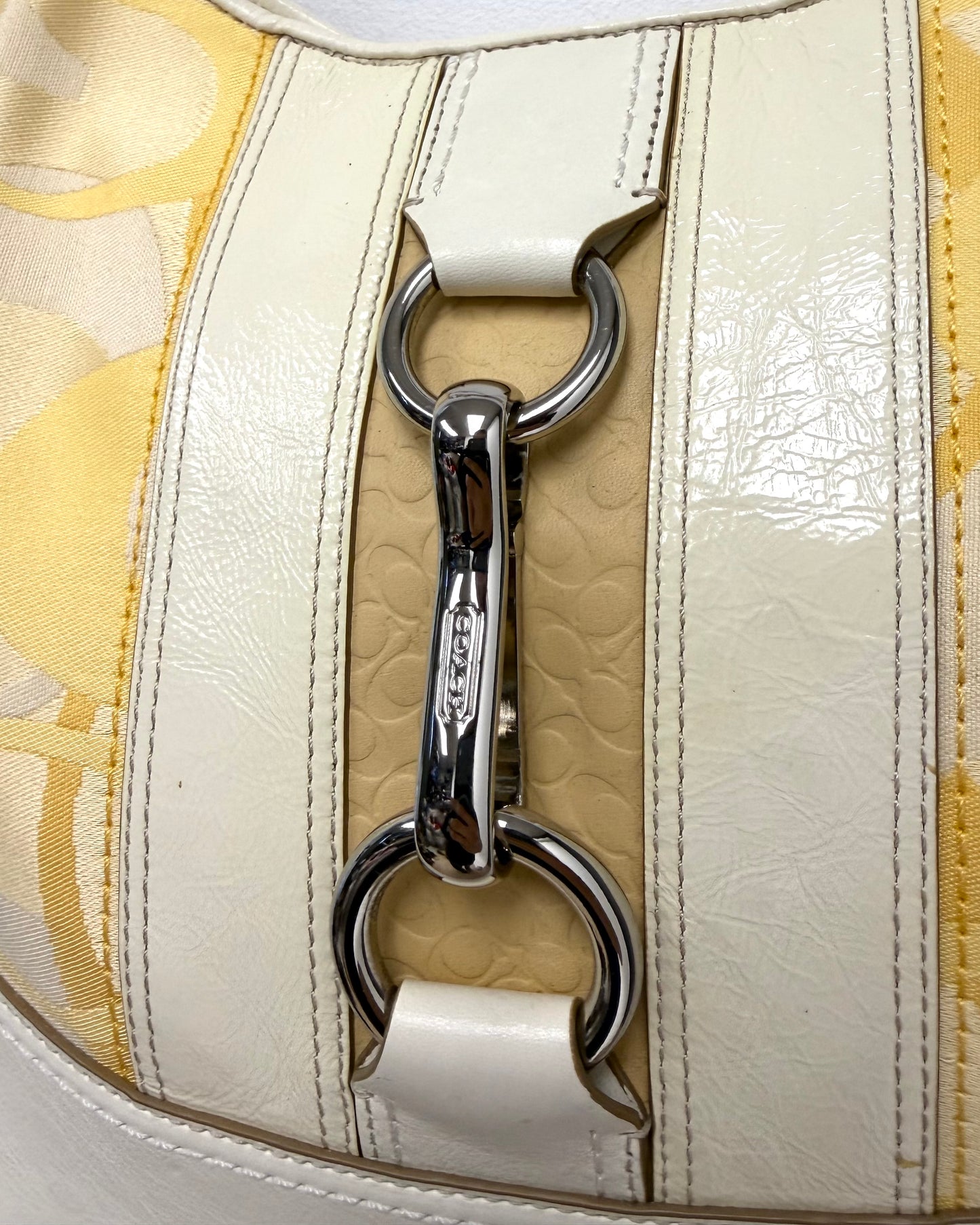 Coach Hampton Optic Signature logo stripe hobo shoulder bag