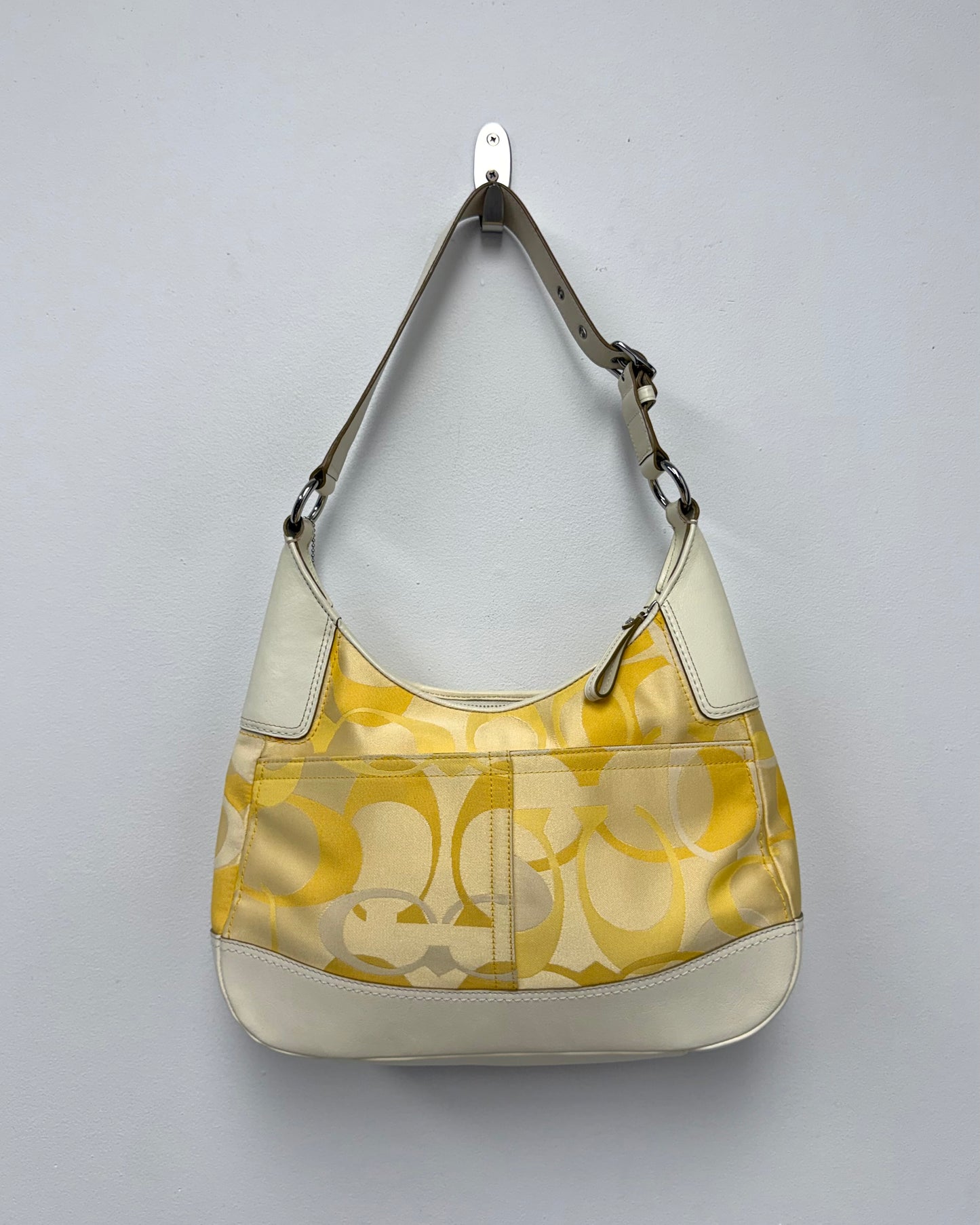 Coach Hampton Optic Signature logo stripe hobo shoulder bag