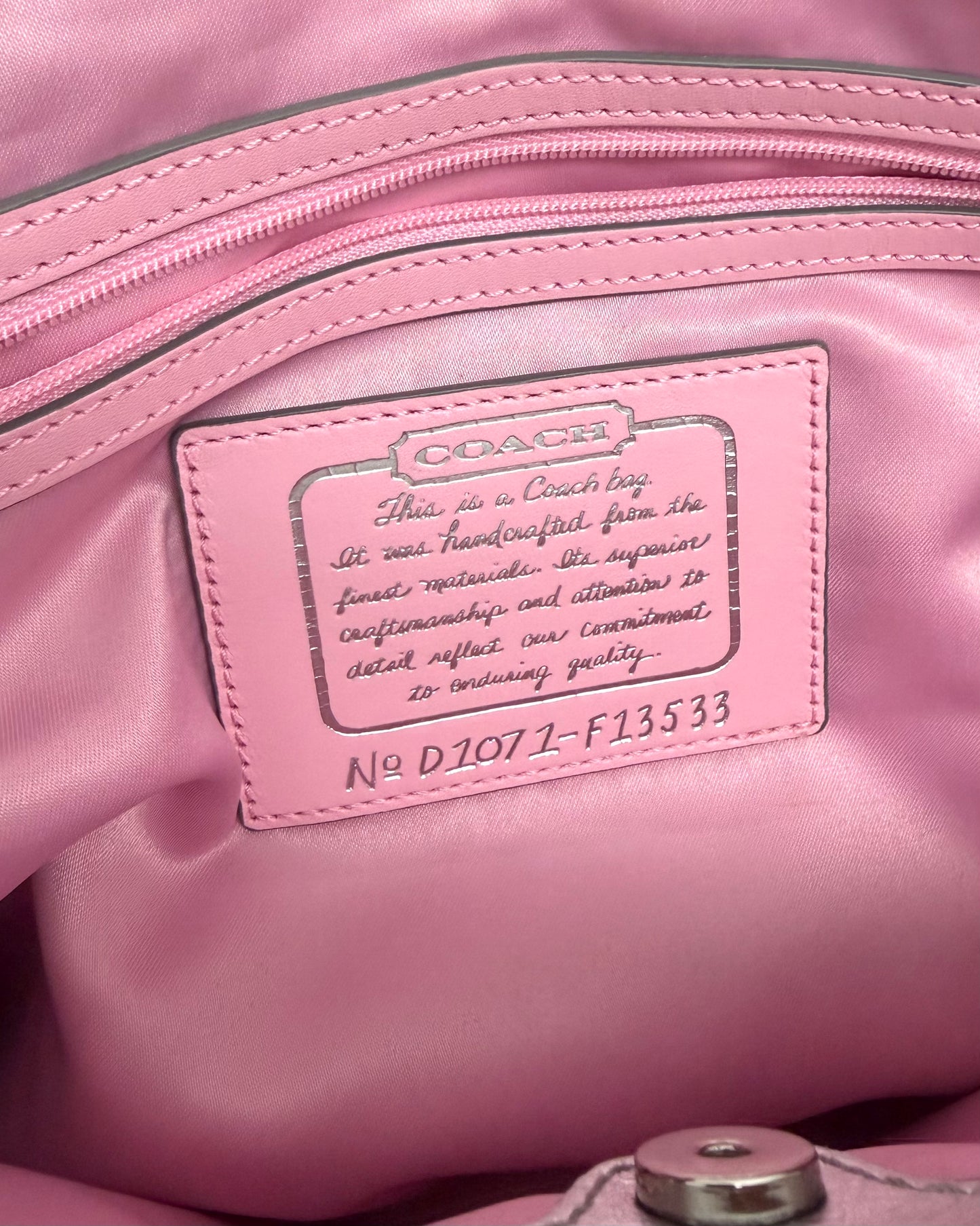 Coach Baby Pink Signature Stripe bag