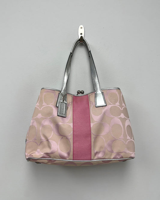 Coach Baby Pink Signature Stripe bag