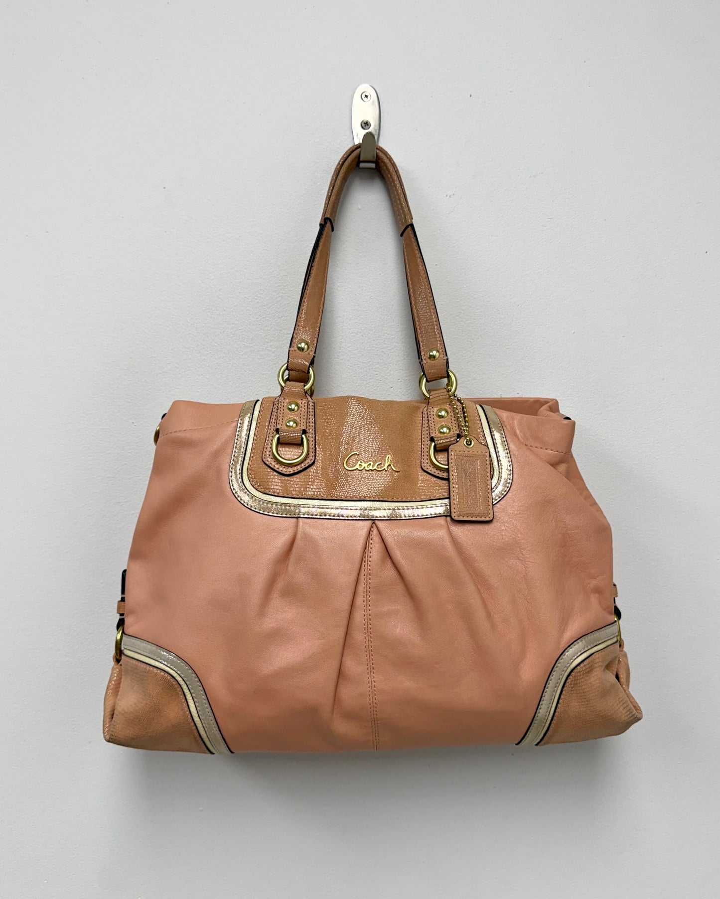 Coach Ashley Spectator carryall bag featuring tan exotic leather