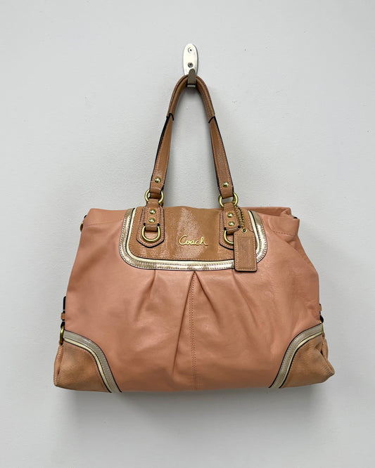Coach Ashley Spectator carryall bag featuring tan exotic leather