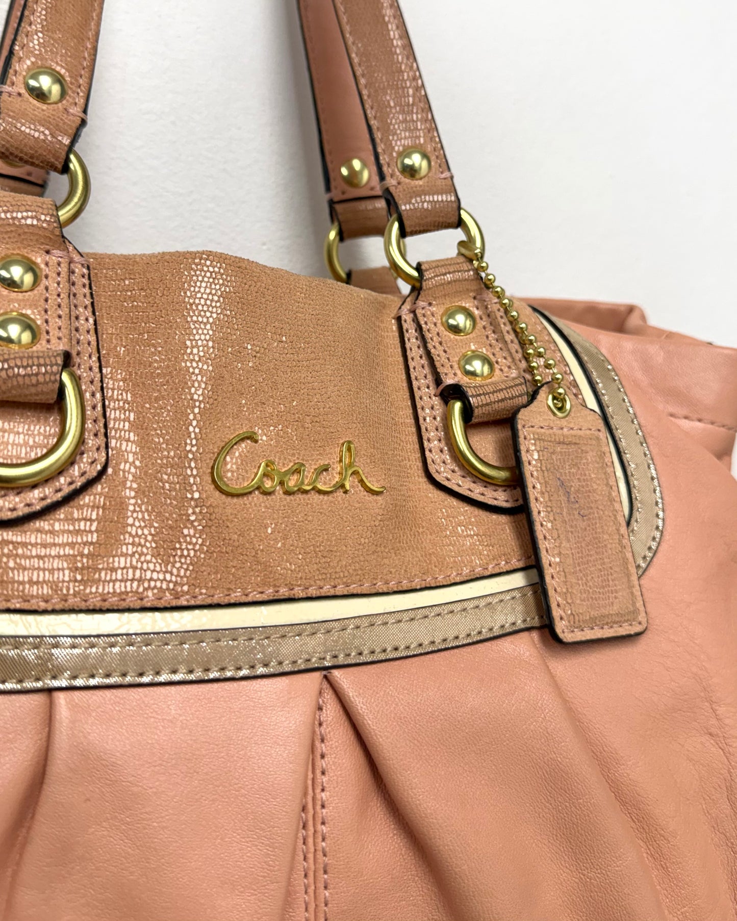 Coach Ashley Spectator carryall bag featuring tan exotic leather