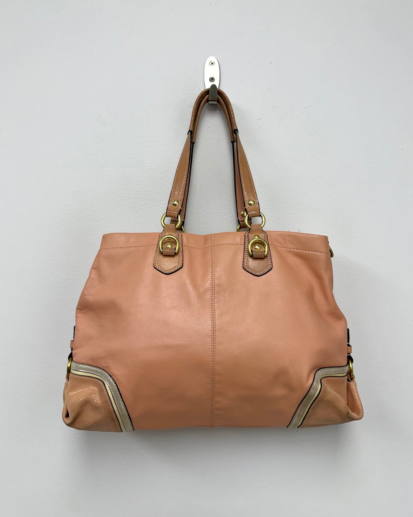 Coach Ashley Spectator carryall bag featuring tan exotic leather