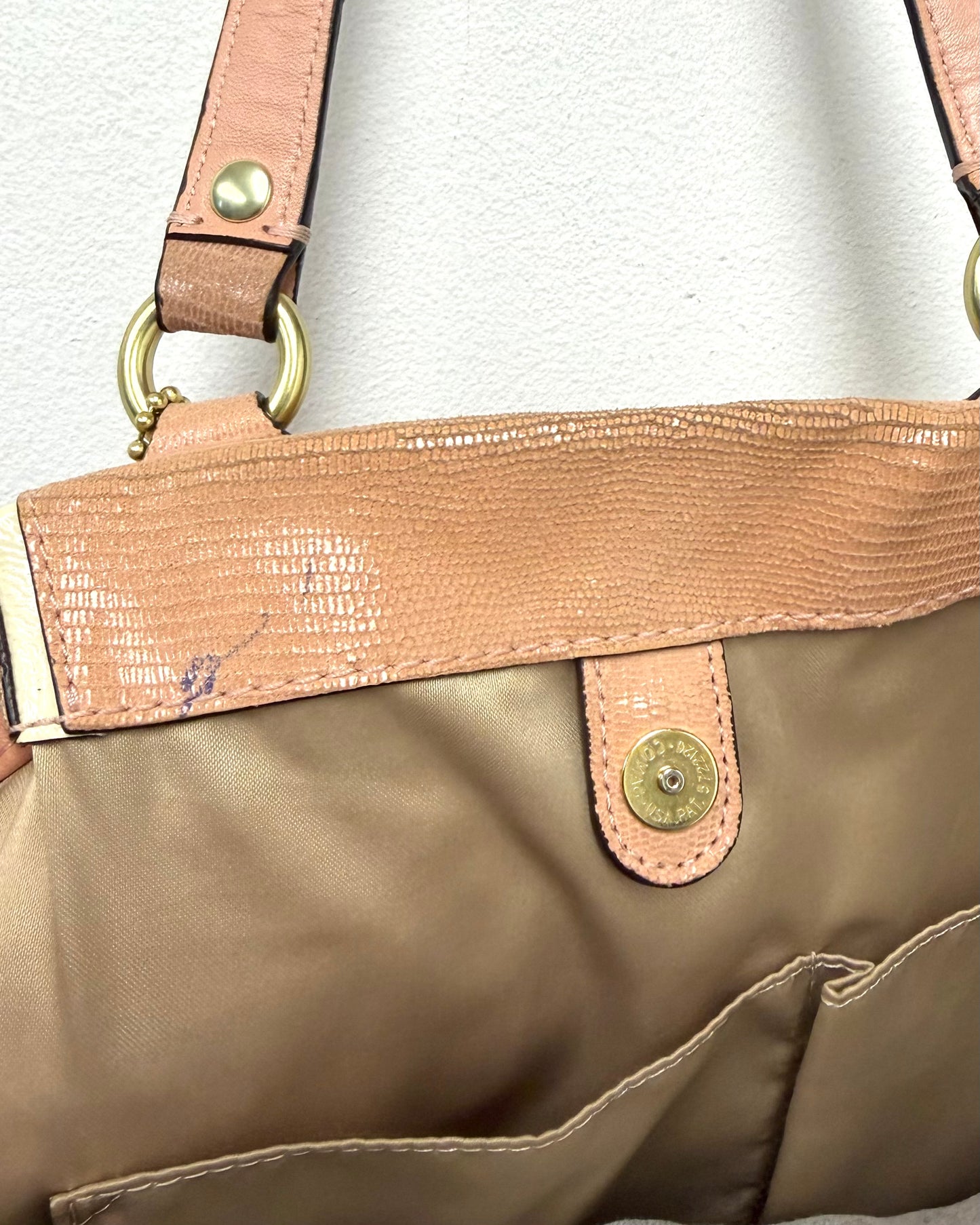 Coach Ashley Spectator carryall bag featuring tan exotic leather