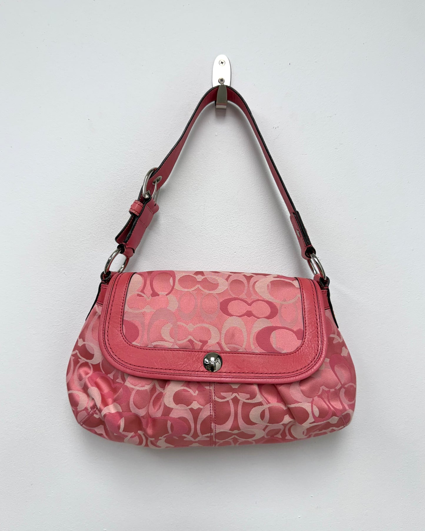 Pink Coach Soho pleated shoulder bag
