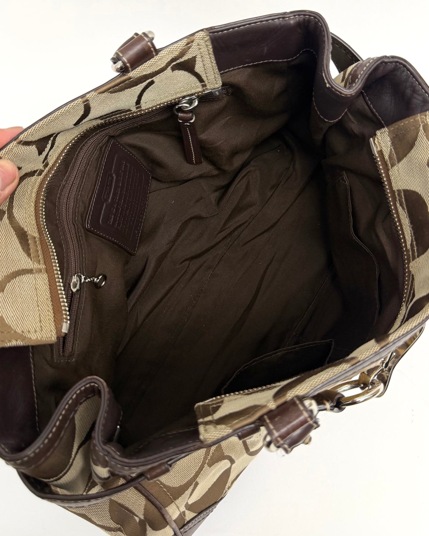 Coach Hampton Signature Leopard Stripe handbag