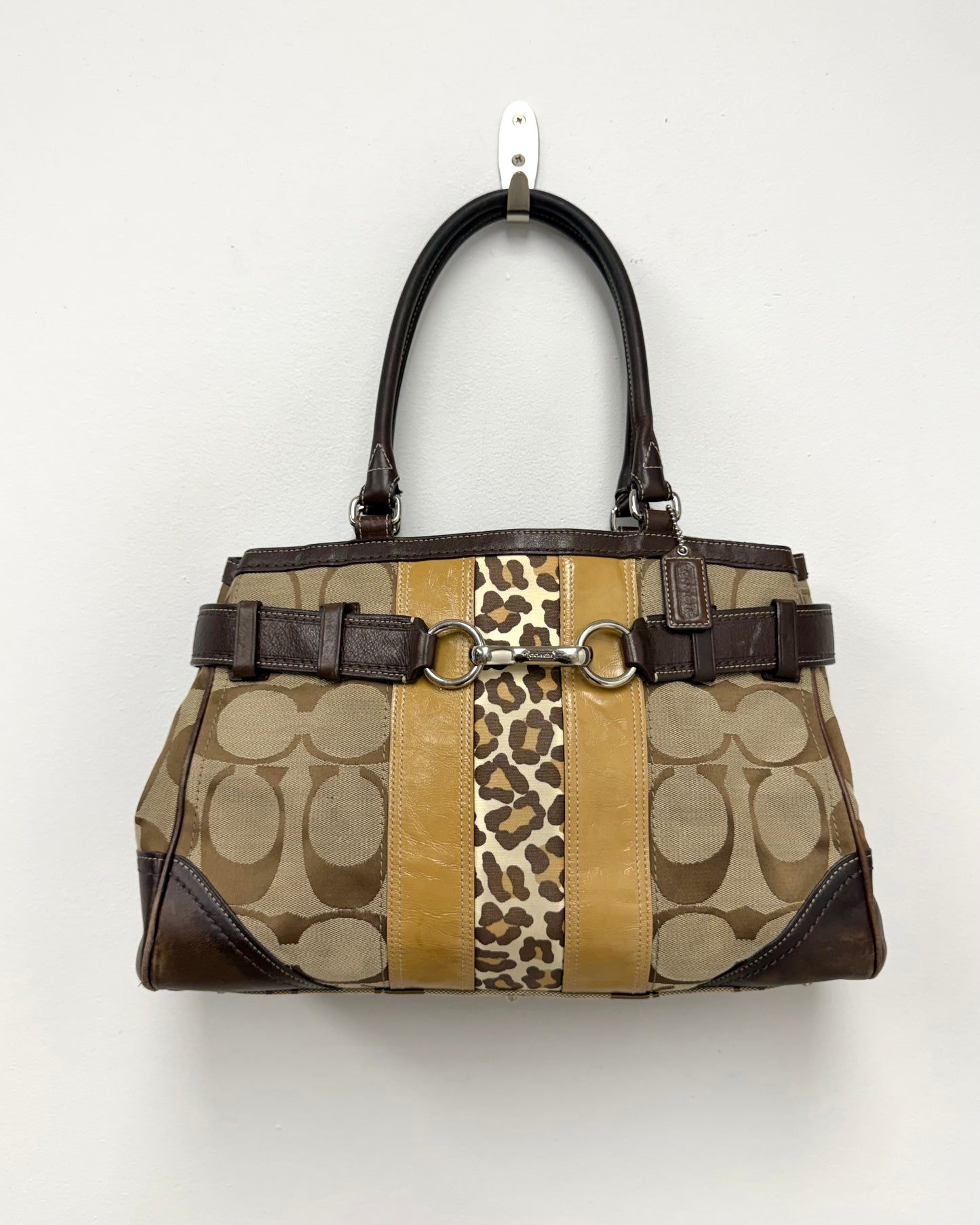 Coach Hampton Signature Leopard Stripe handbag