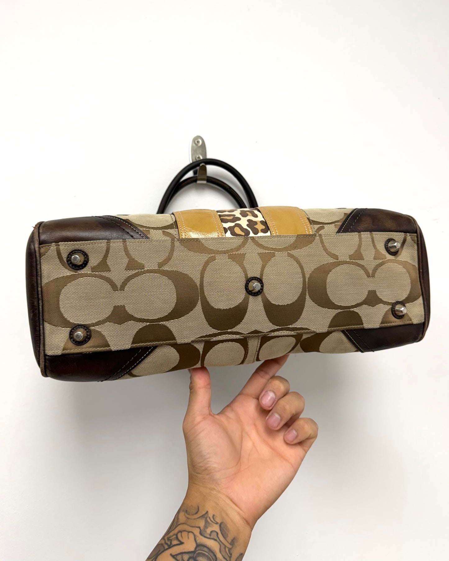 Coach Hampton Signature Leopard Stripe handbag