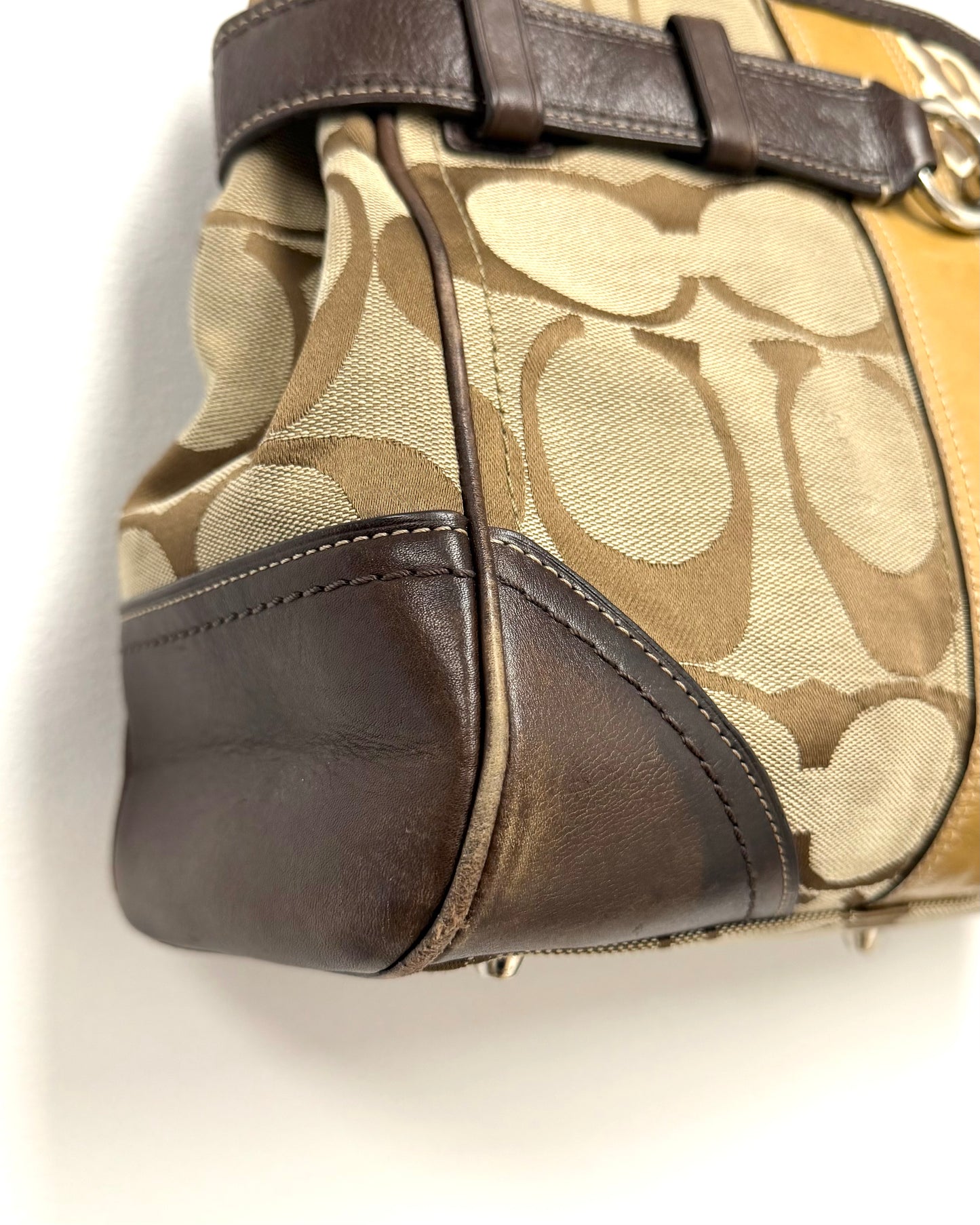 Coach Hampton Signature Leopard Stripe handbag