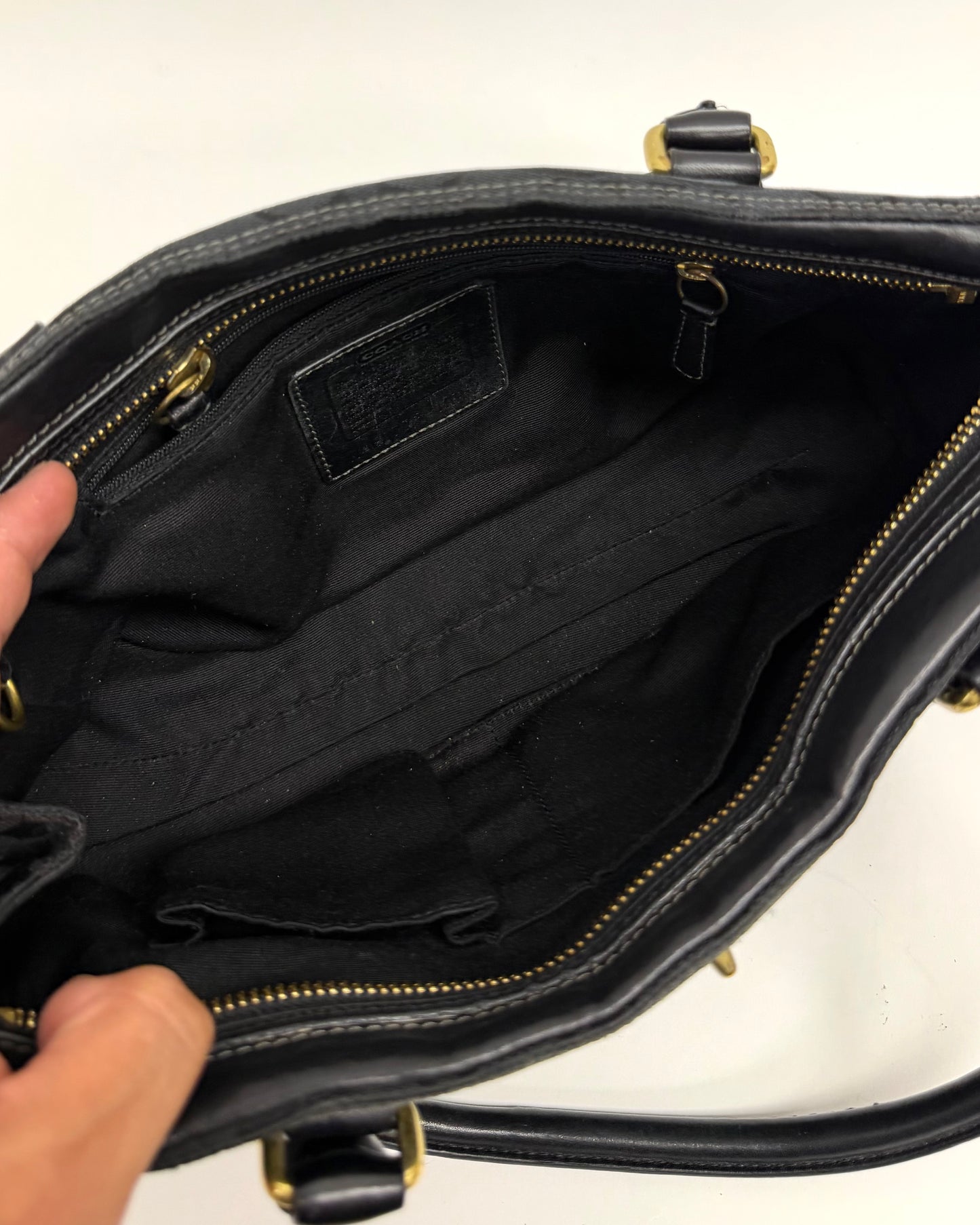 Coach Signature canvas and leather turnlock satchel