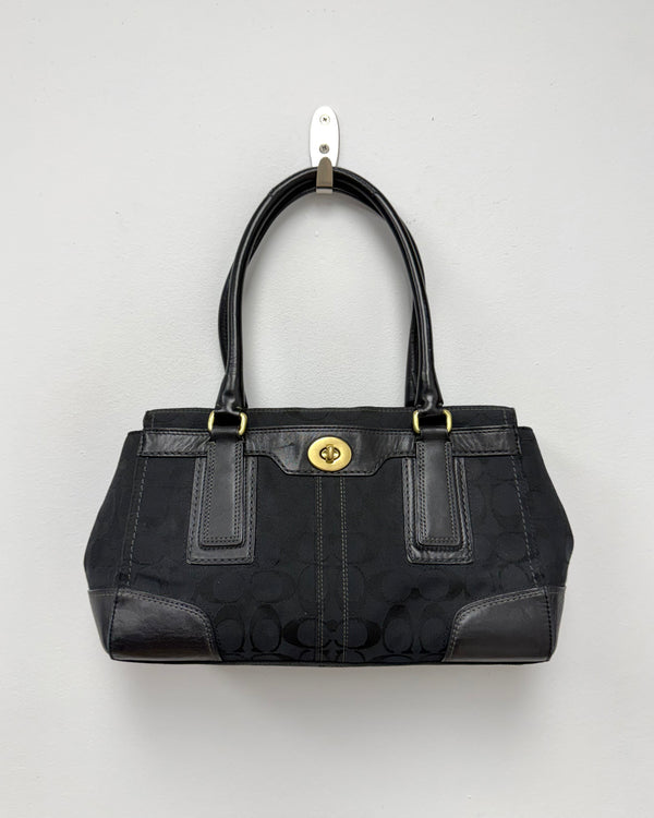 Coach Signature canvas and leather turnlock satchel
