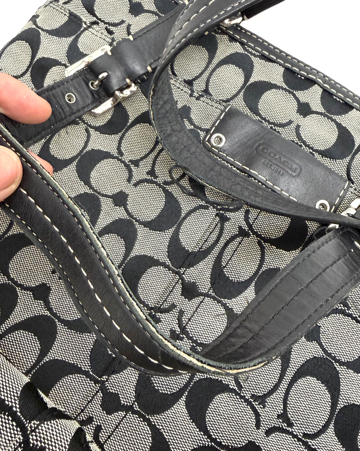 Vintage Coach Hampton signature jacquard tote