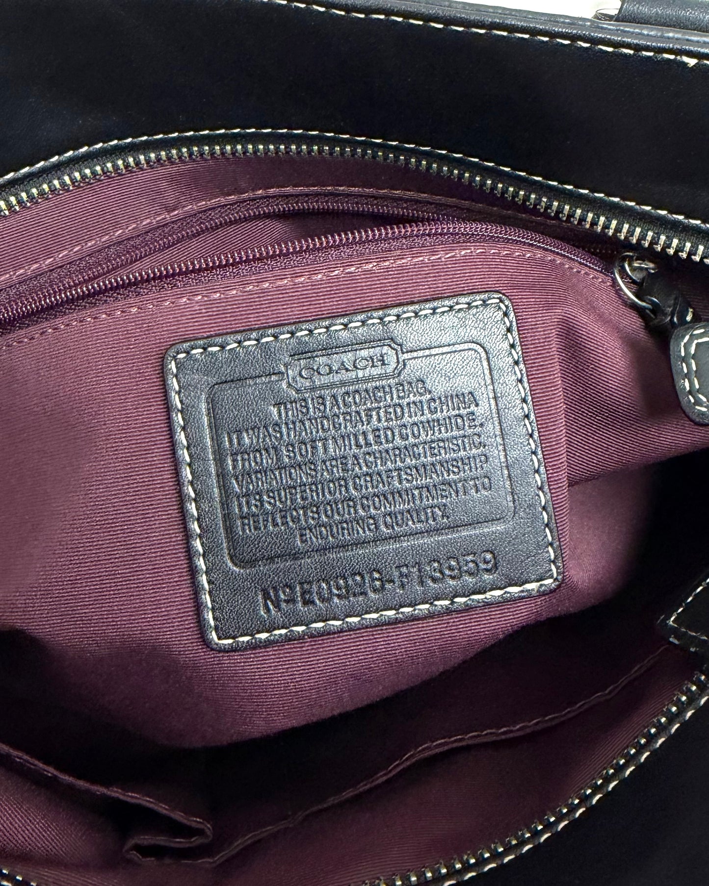 Coach Hamilton black pebbled leather shoulder tote bag