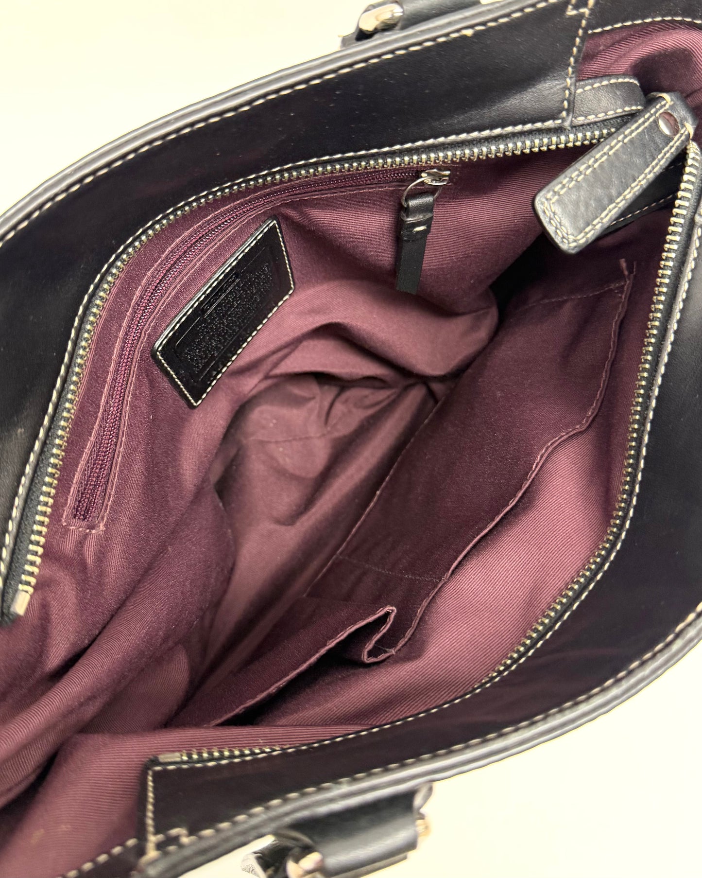 Coach Hamilton black pebbled leather shoulder tote bag