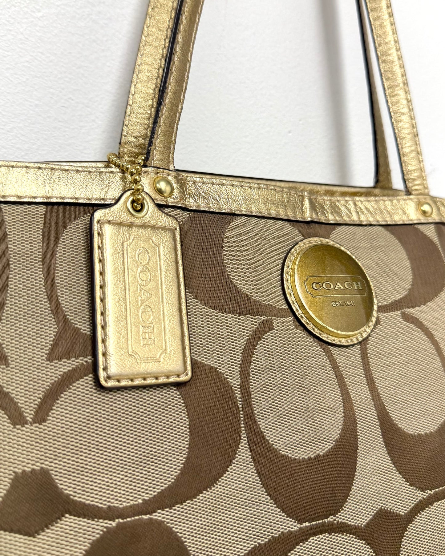 Coach Signature Stripe Tote Bag