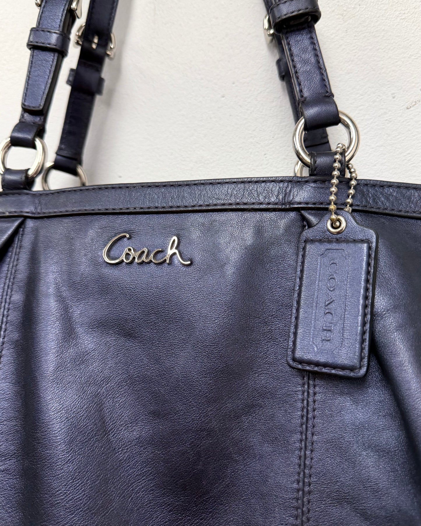 Coach black leather Gallery East West tote bag