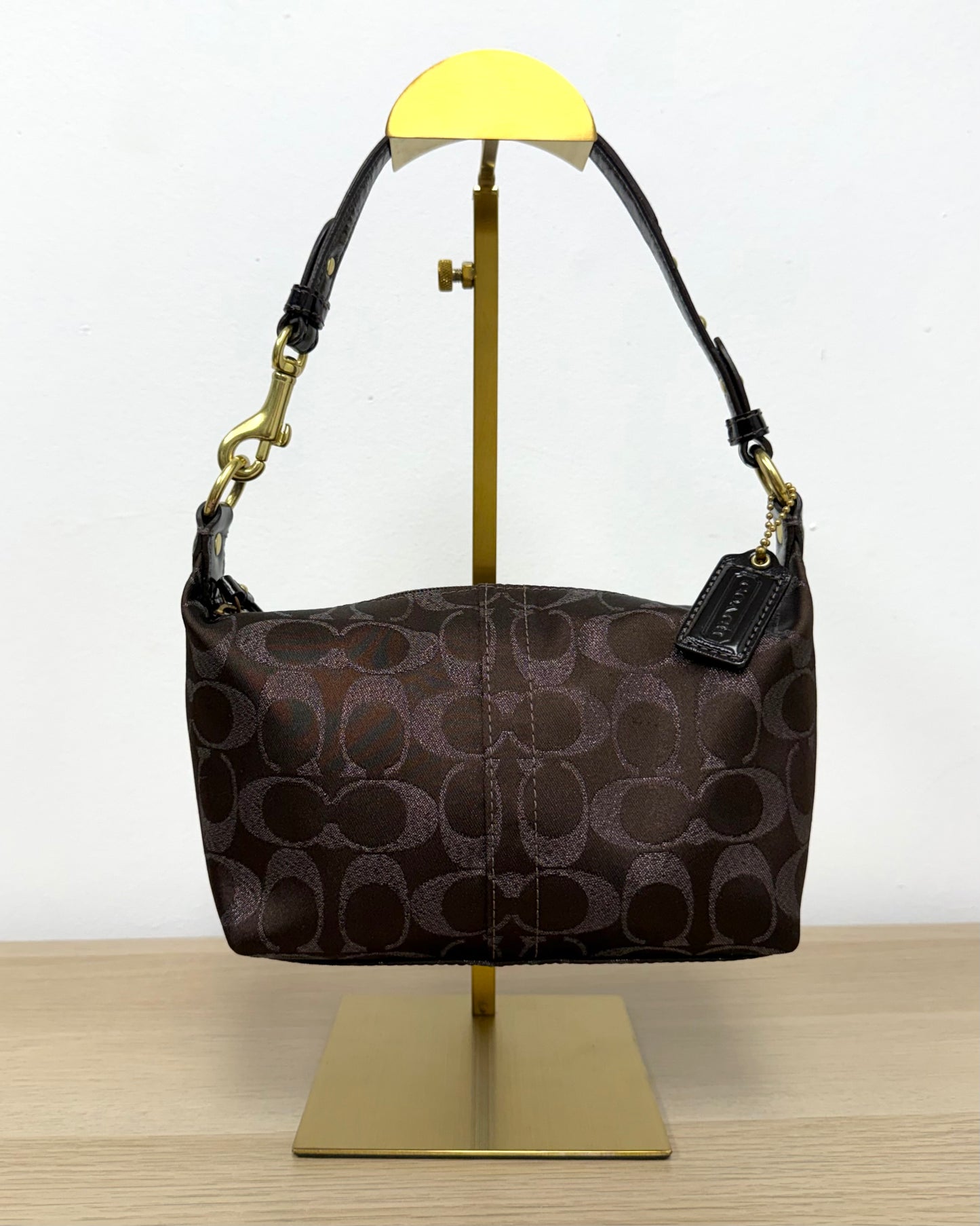 Coach Metallic Bronze Leather Baguette Bag