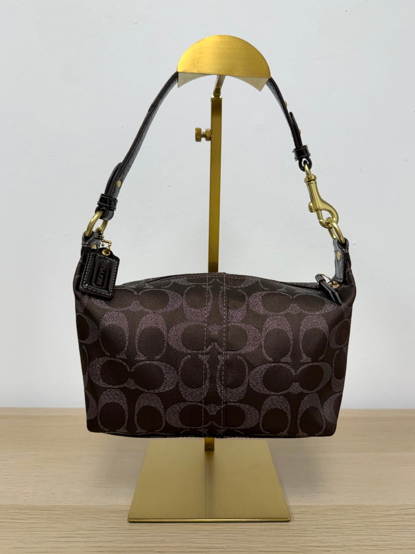 Coach Metallic Bronze Leather Baguette Bag