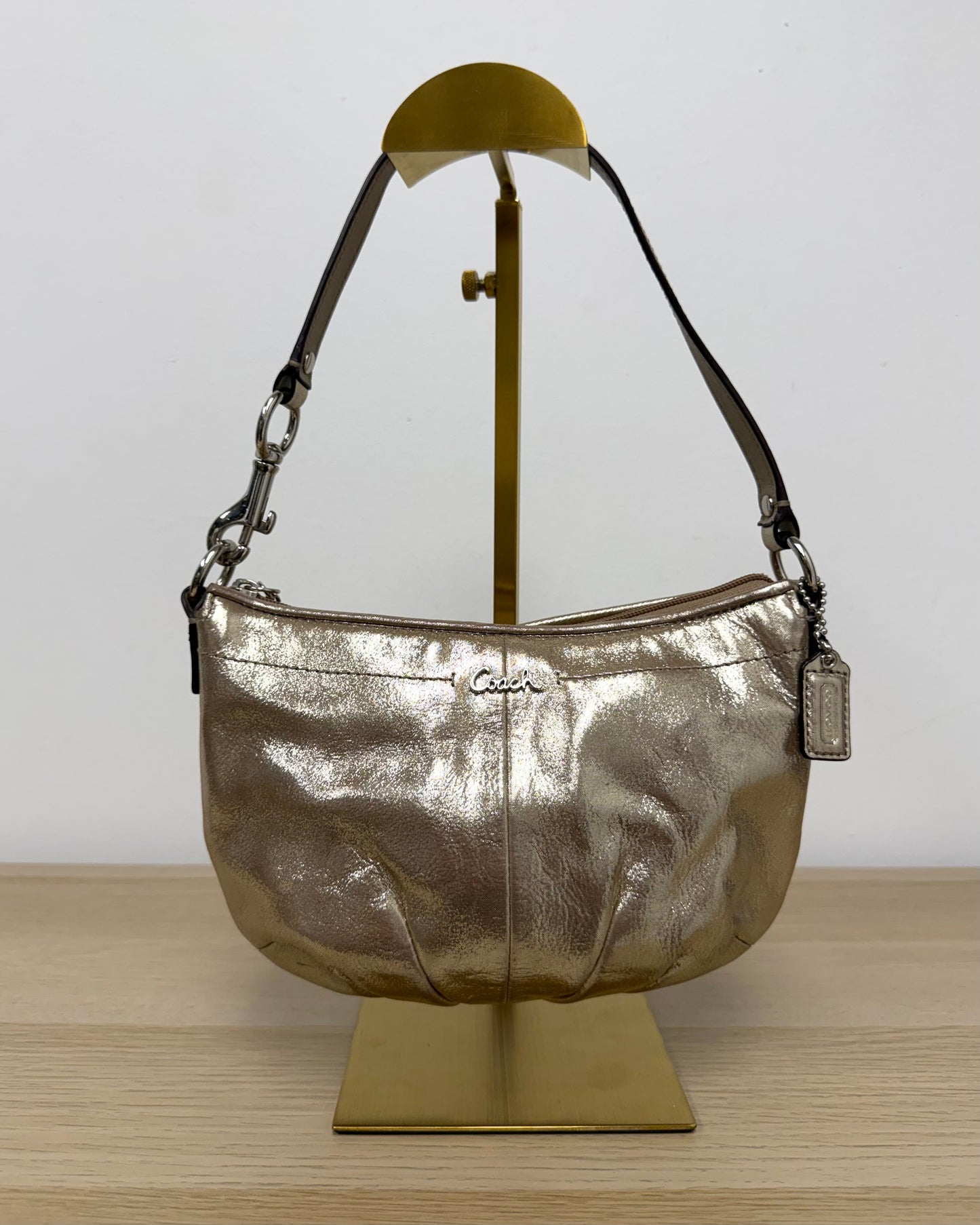 Coach champagne leather mini shoulder bag
