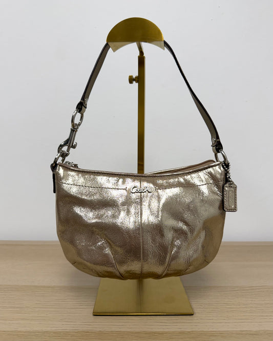 Coach champagne leather mini shoulder bag