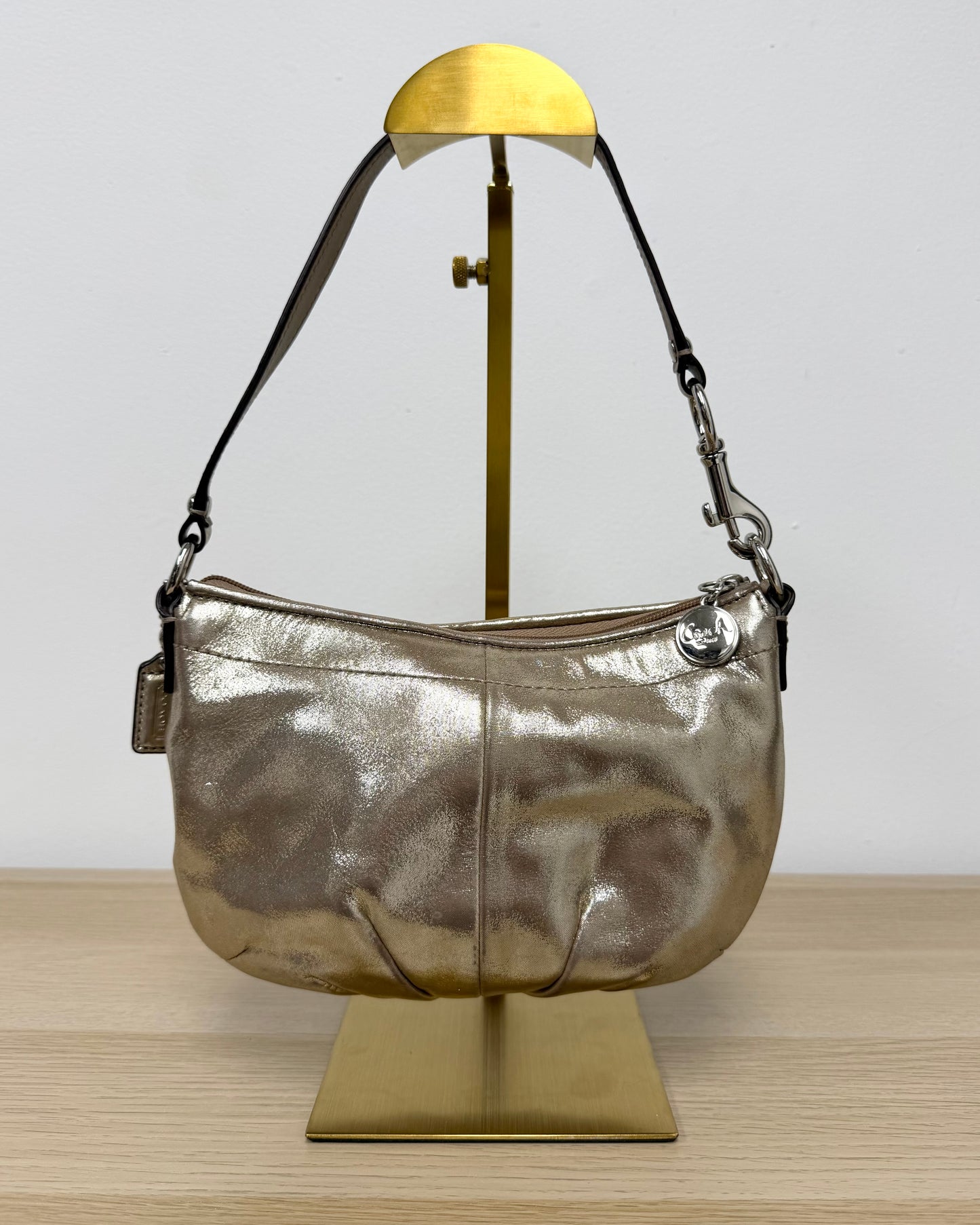 Coach champagne leather mini shoulder bag