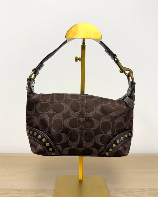 Coach Metallic Bronze Leather Baguette Bag