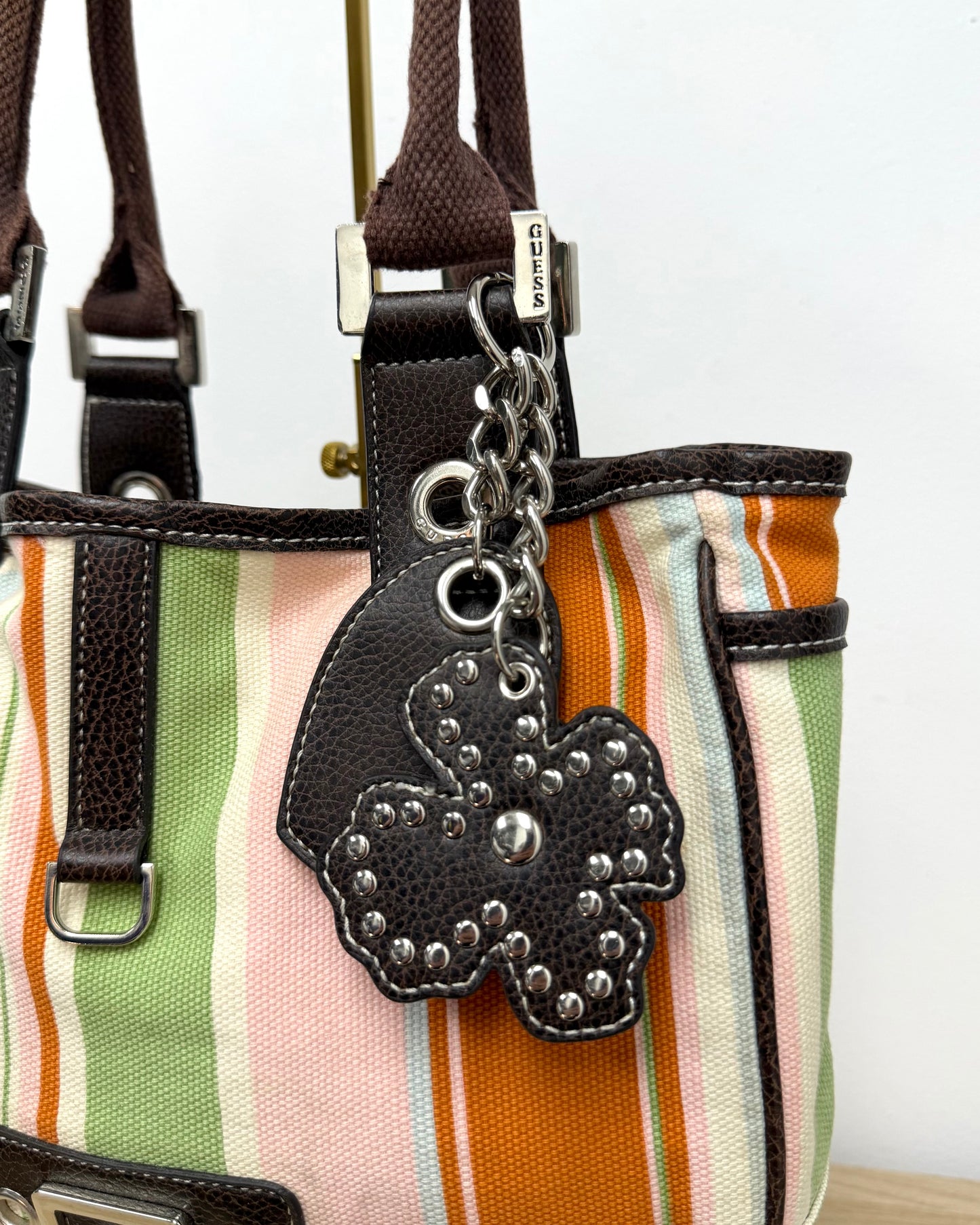 Guess striped canvas handbag