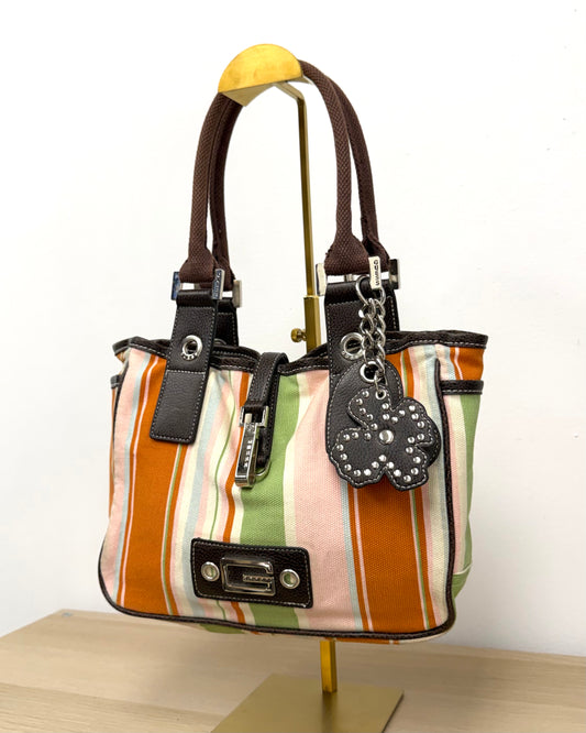 Guess striped canvas handbag