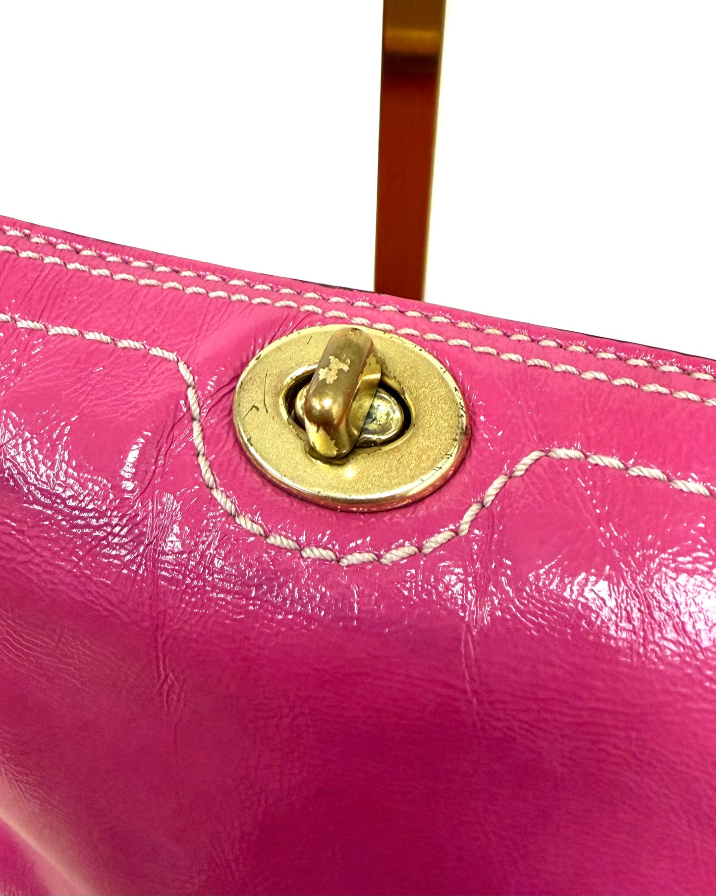 hot pink Coach Chelsea leather wristlet