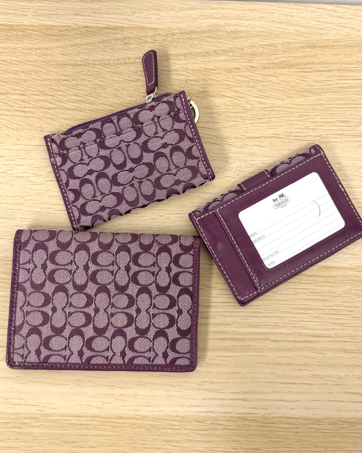 Coach Signature set (wallet, passport holder, coin ourse)