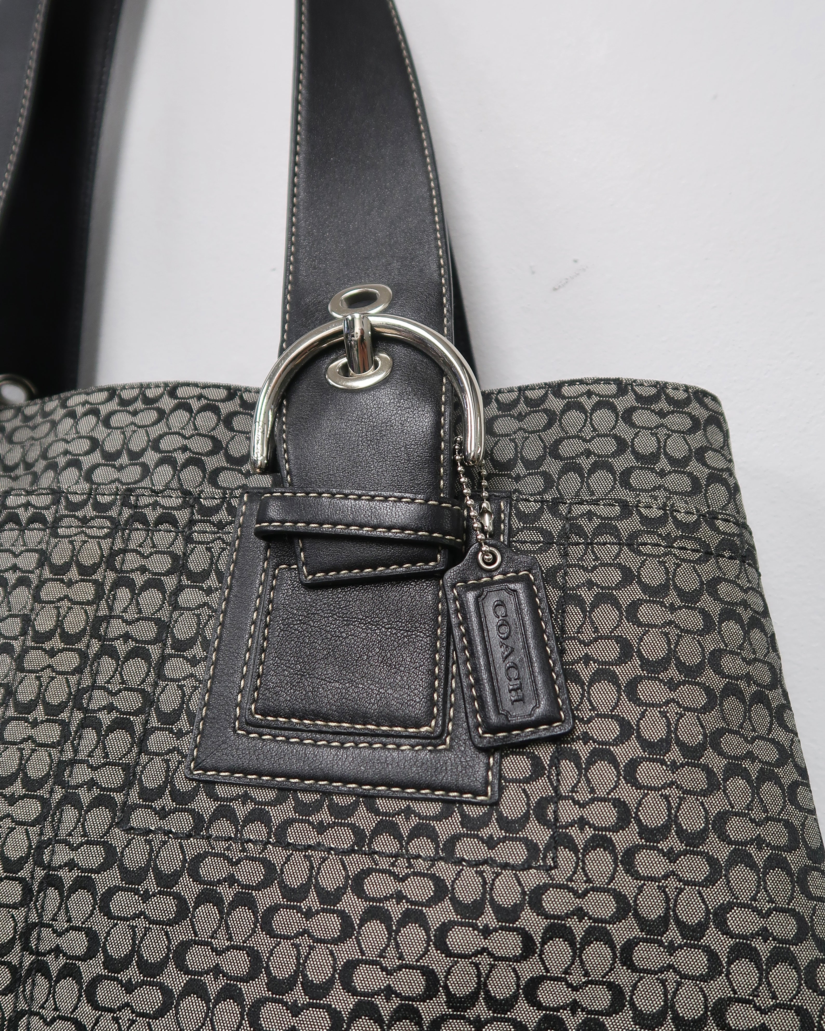 Coach Soho Signature Small Black Gray Canvas Satchel Bag