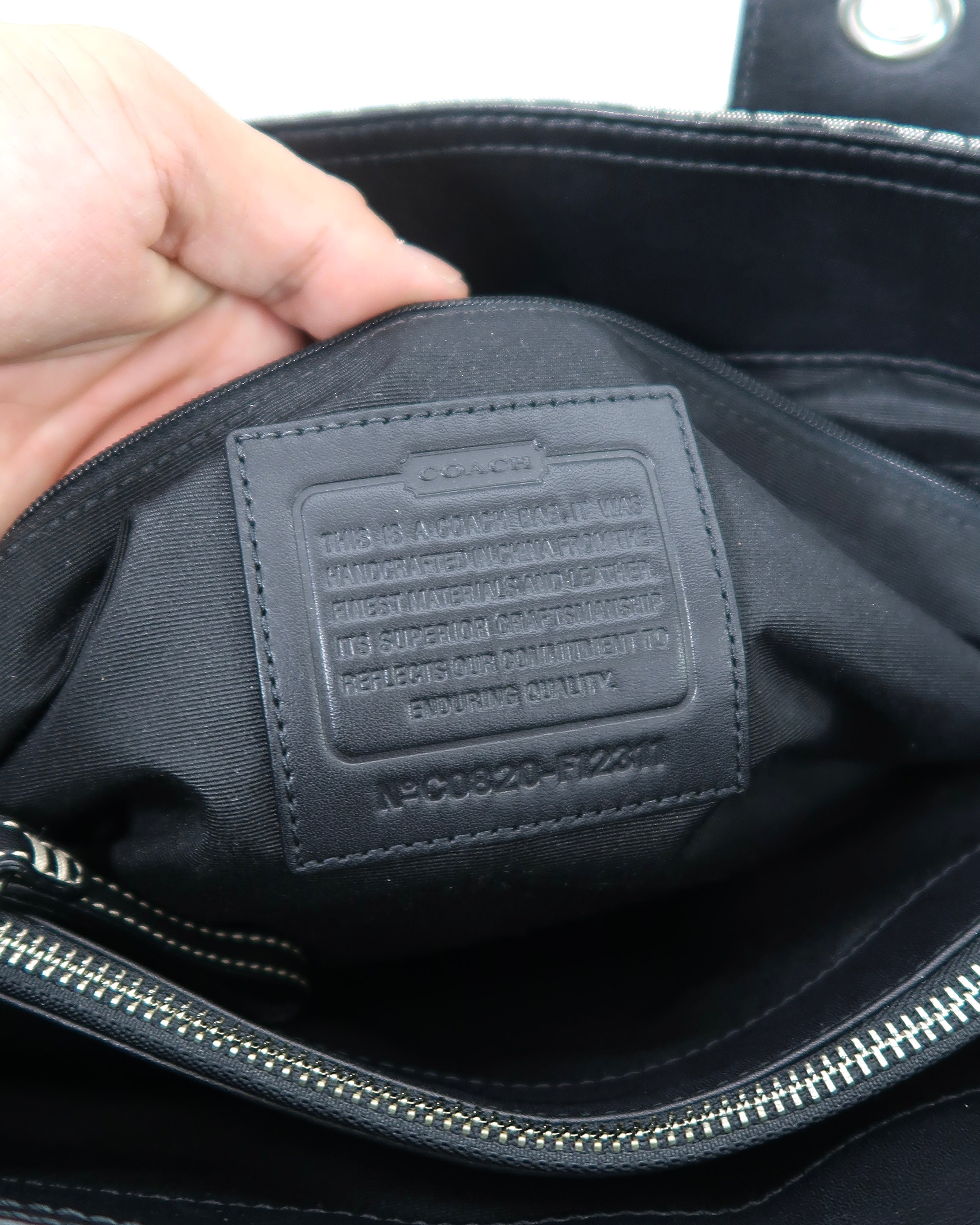 Coach Soho Signature Small Black Gray Canvas Satchel Bag