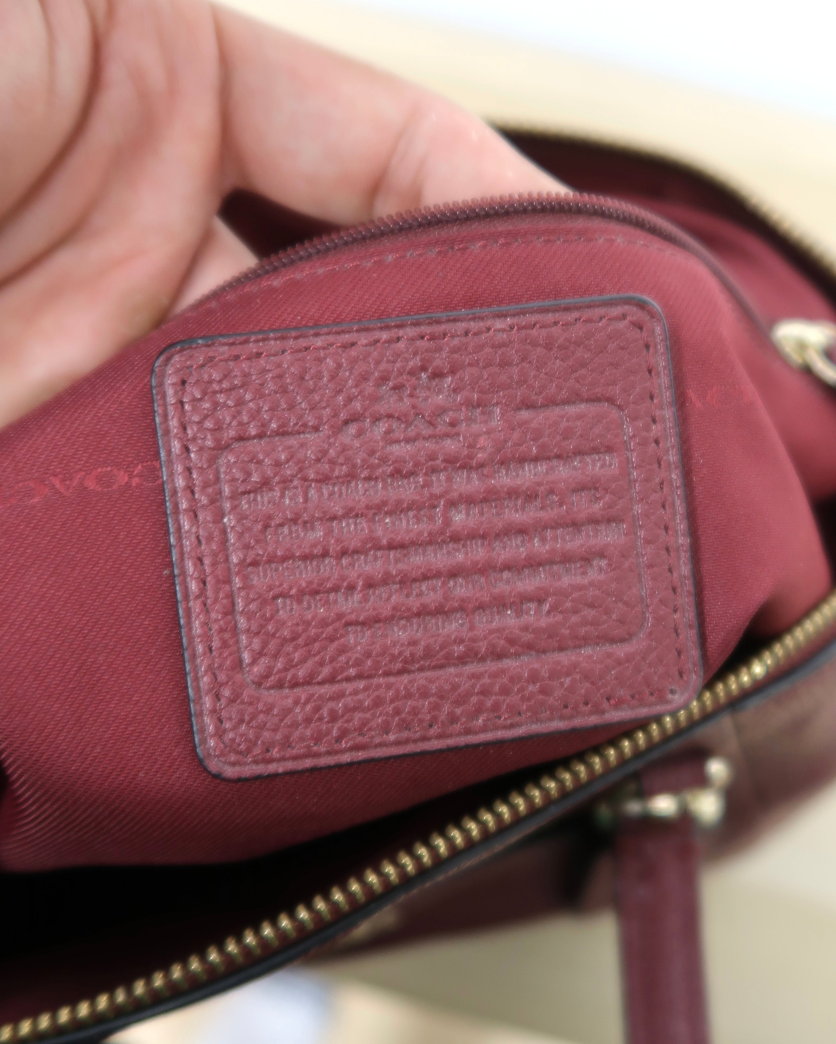 Burgundy Coach Prairie Pebbled Leather Satchel