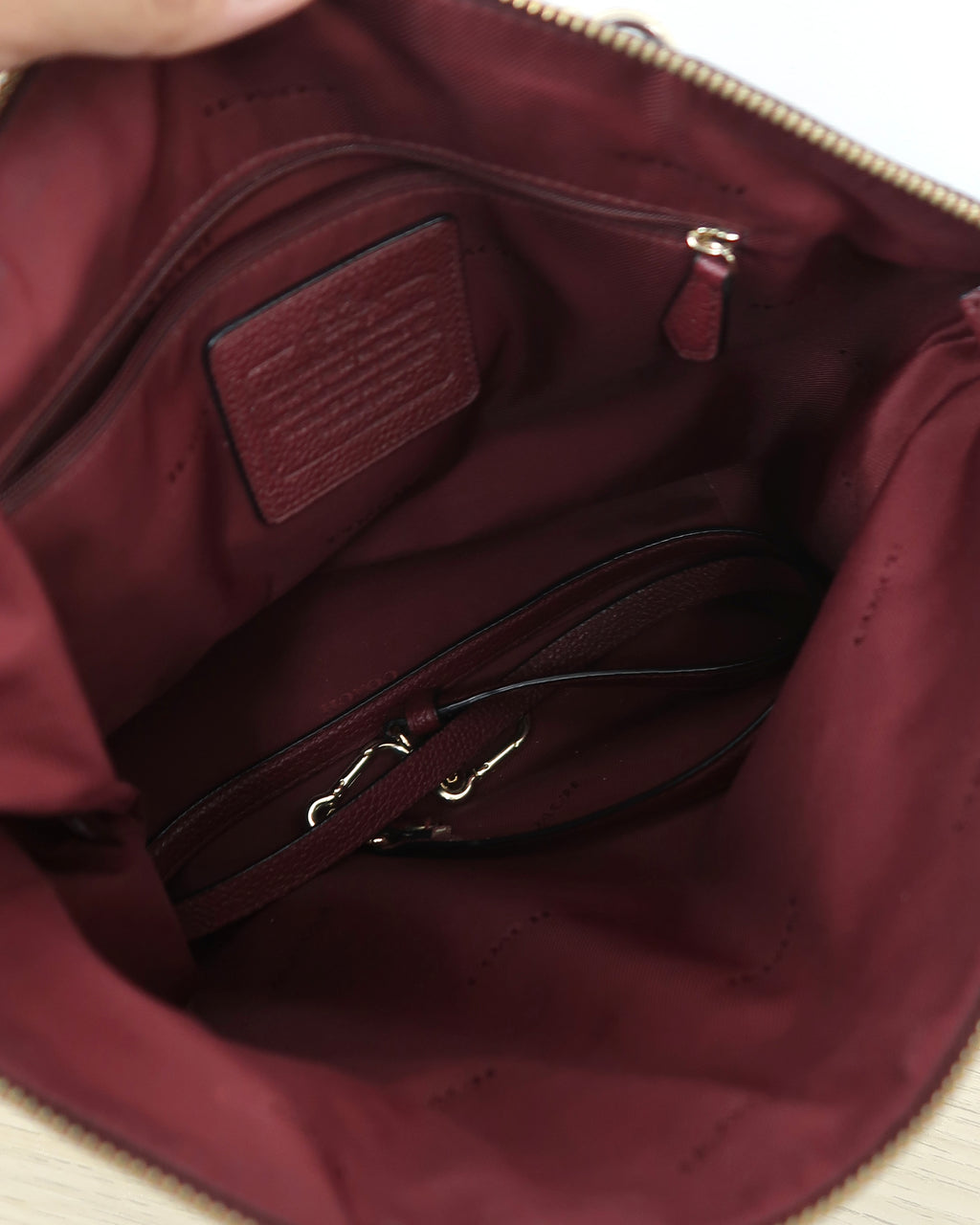 Burgundy Coach Prairie Pebbled Leather Satchel