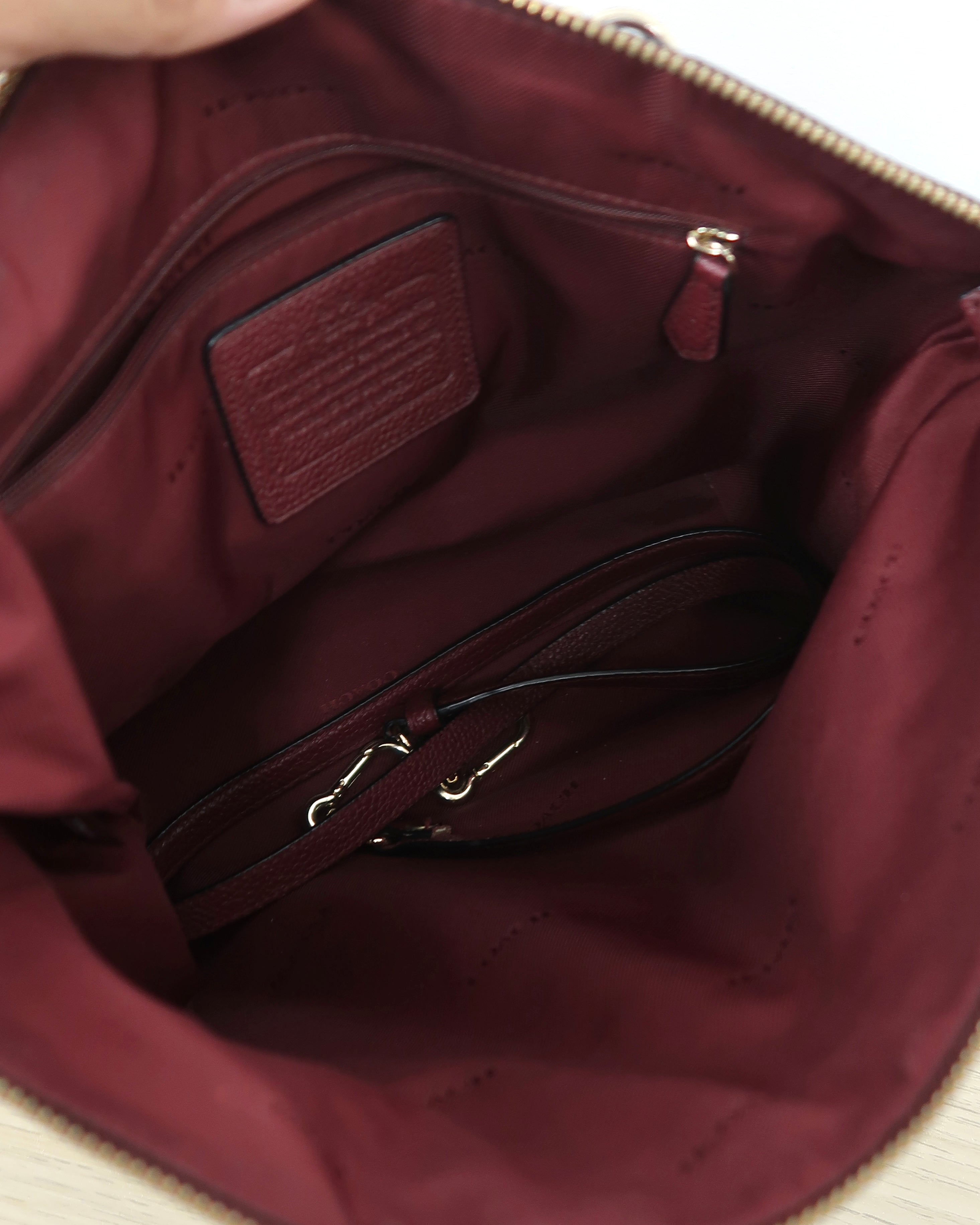 Burgundy Coach Prairie Pebbled Leather Satchel