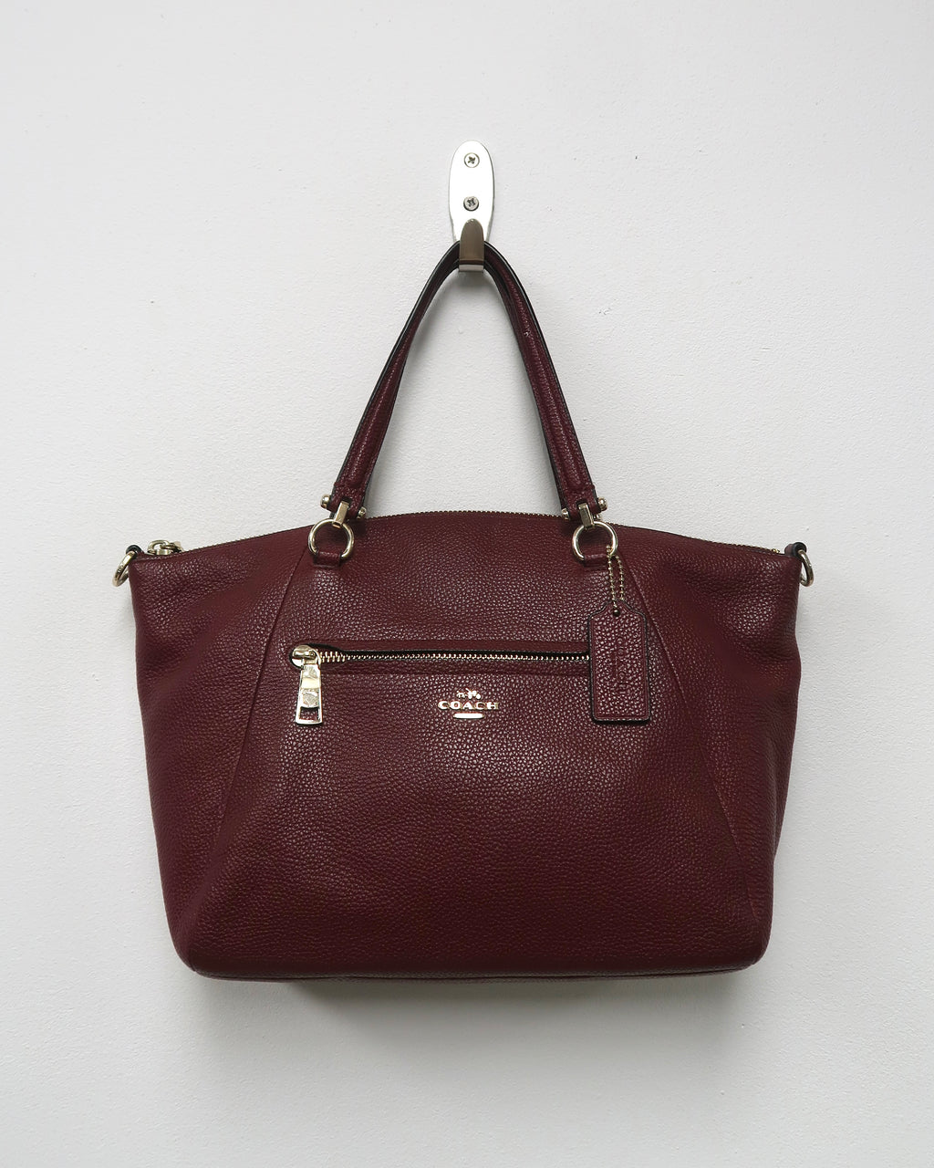 Burgundy Coach Prairie Pebbled Leather Satchel
