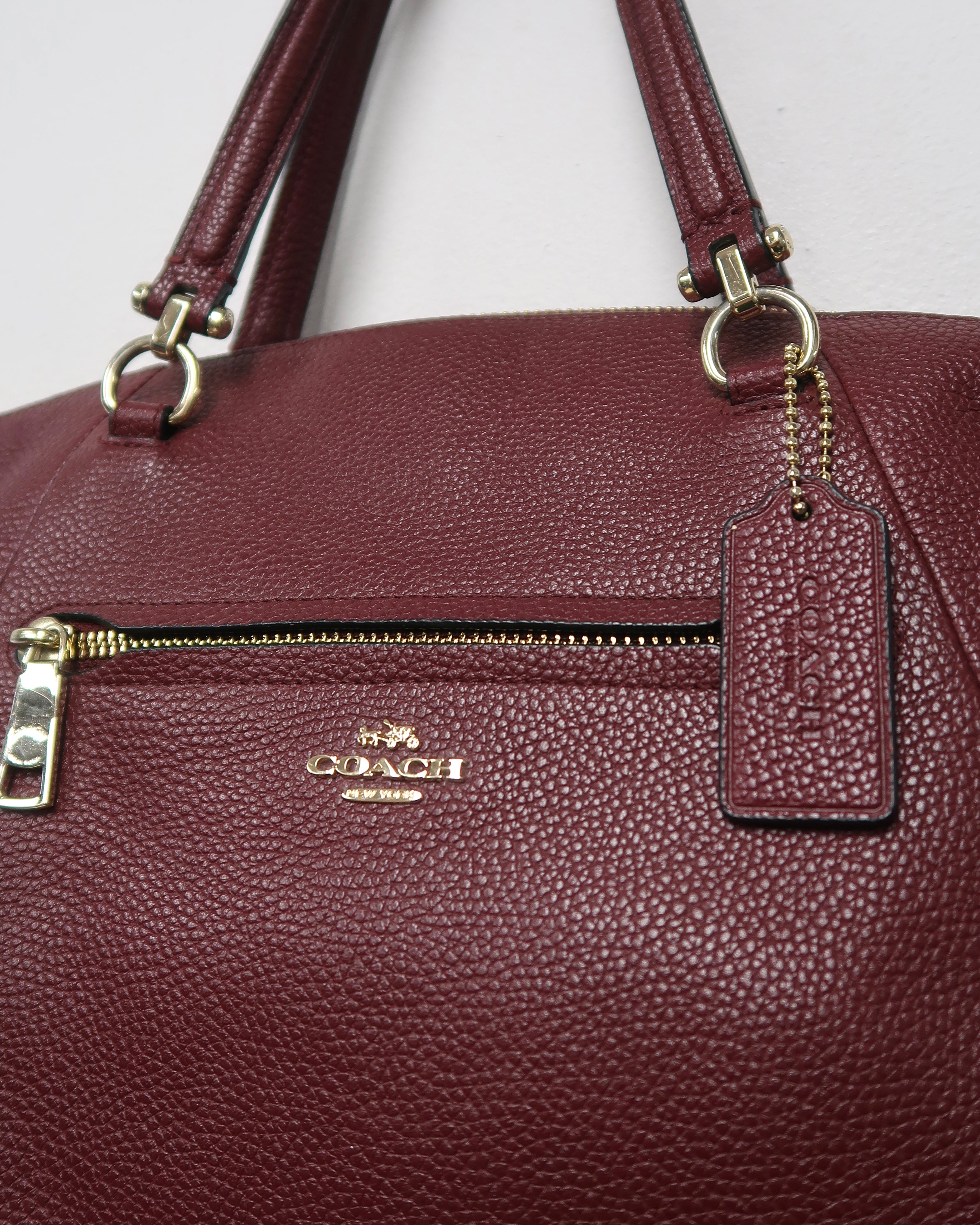 Burgundy Coach Prairie Pebbled Leather Satchel