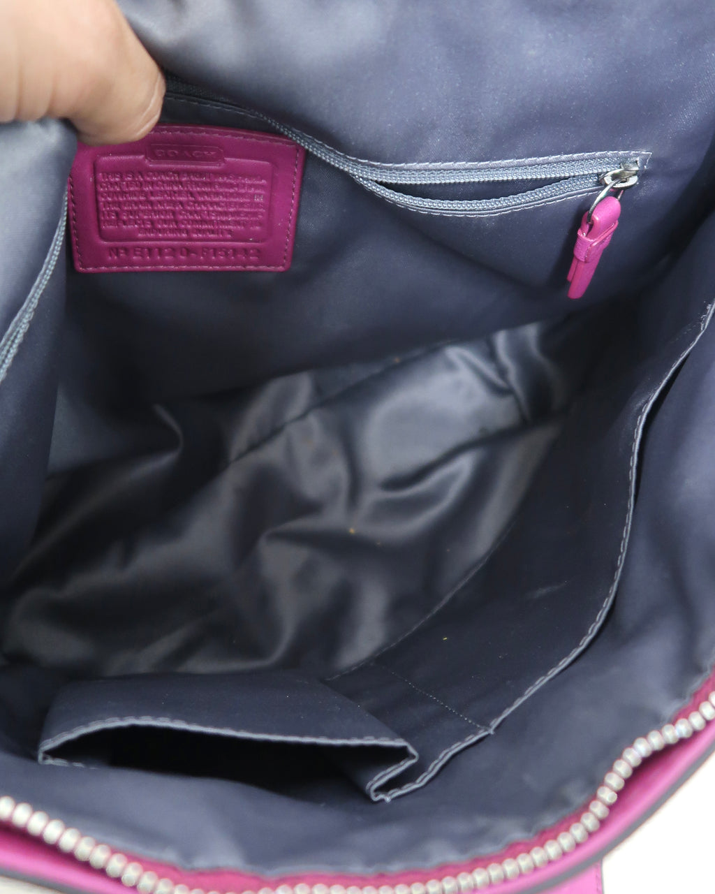 Coach Berry Pink Patent Leather Stitched C Signature Stripe Shoulder Bag