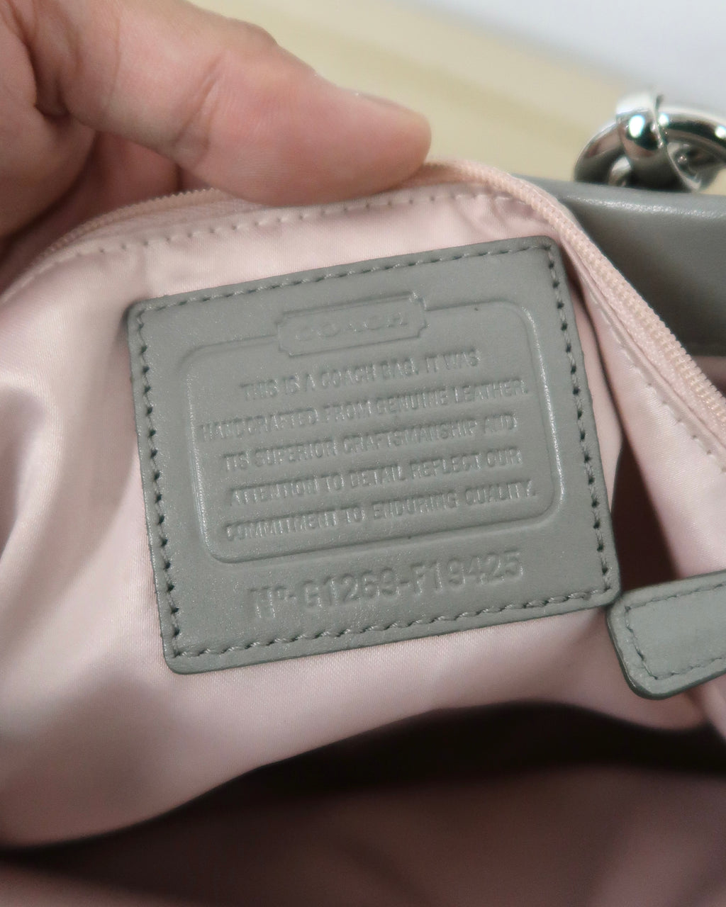 Coach Ashley Gray Leather Ruched Shoulder Bag