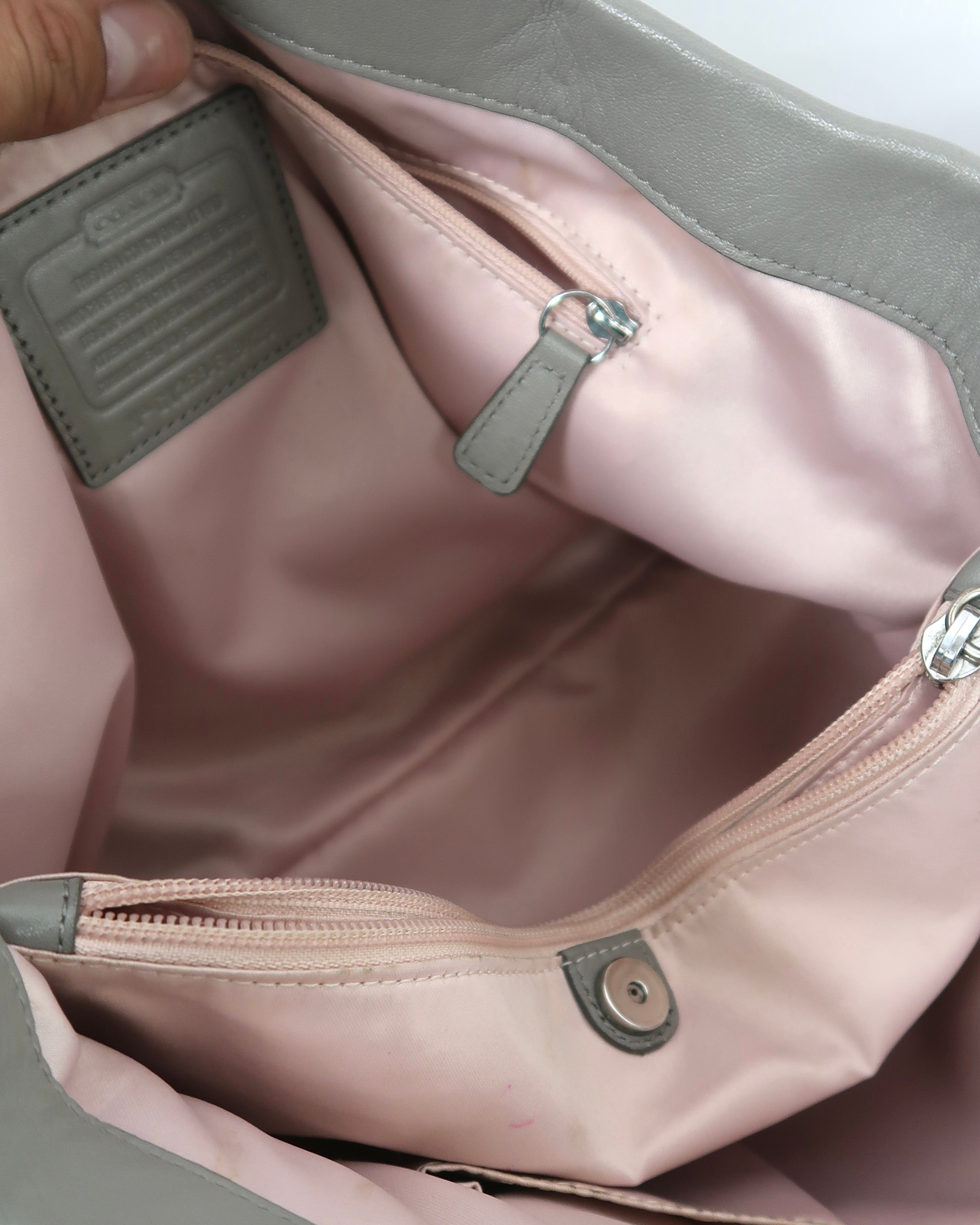Coach Ashley Gray Leather Ruched Shoulder Bag