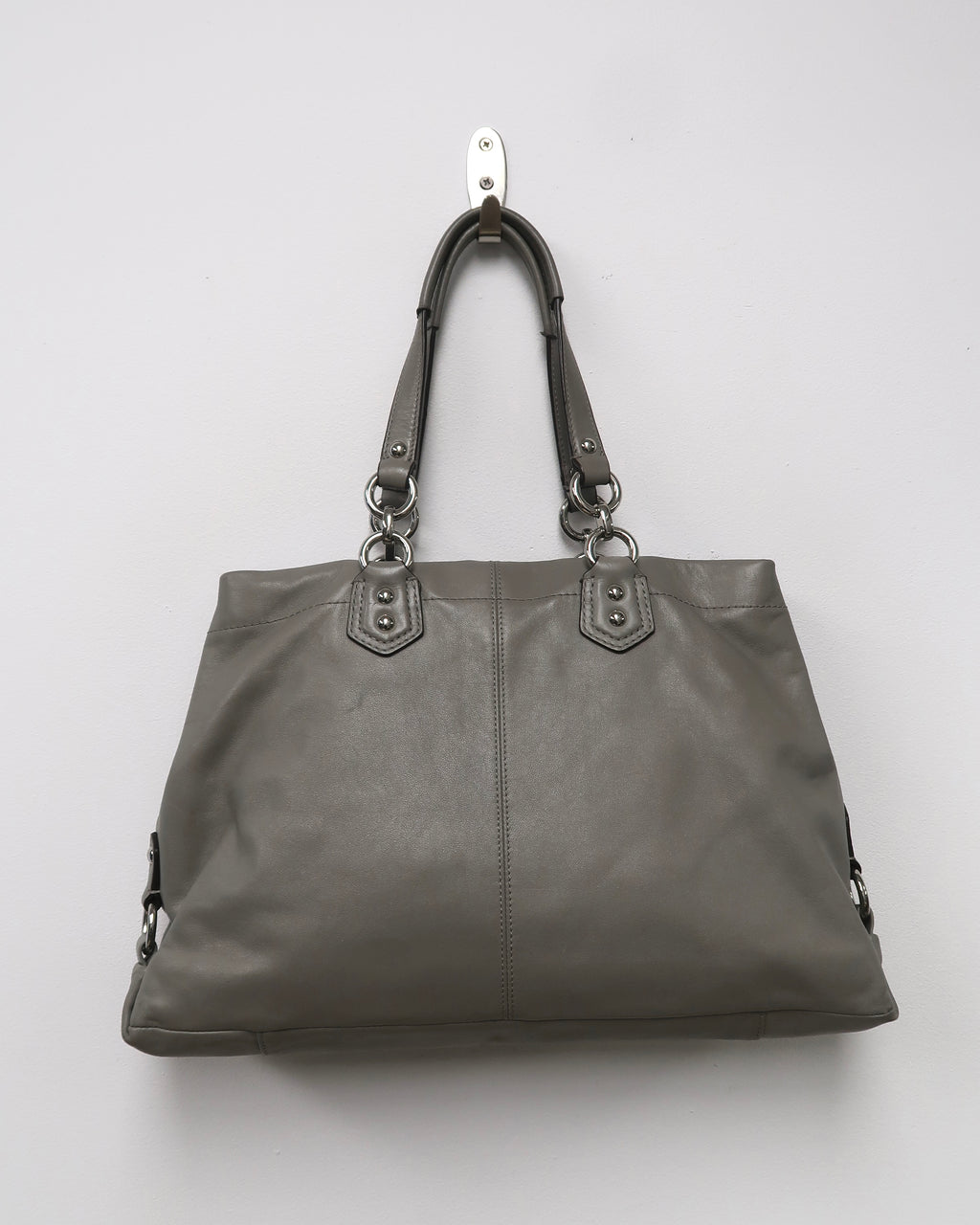Coach Ashley Gray Leather Ruched Shoulder Bag