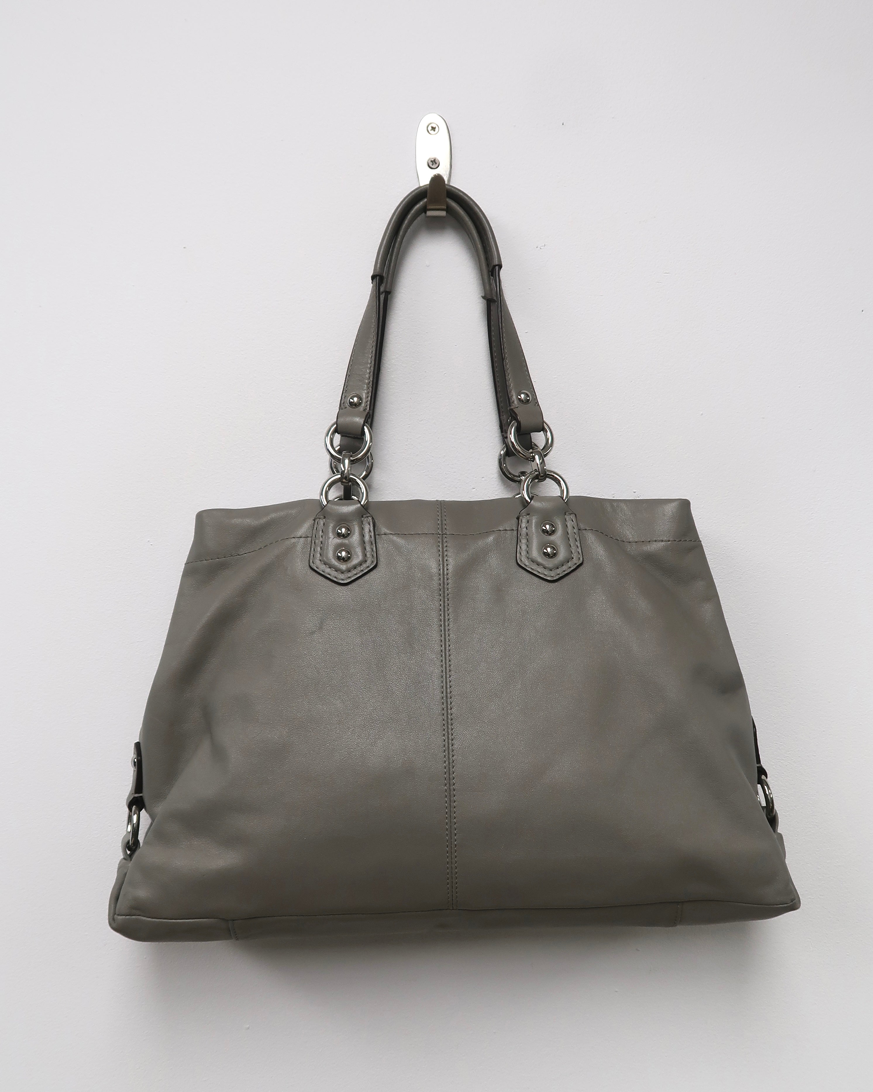 Coach Ashley Gray Leather Ruched Shoulder Bag