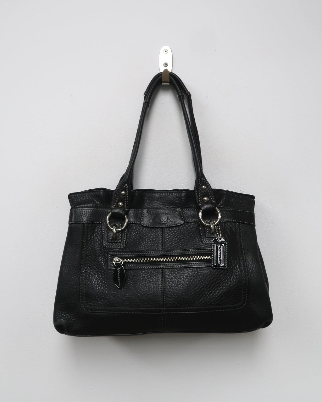 Black Pebbled Leather Coach Penelope Soho Shopper Bag