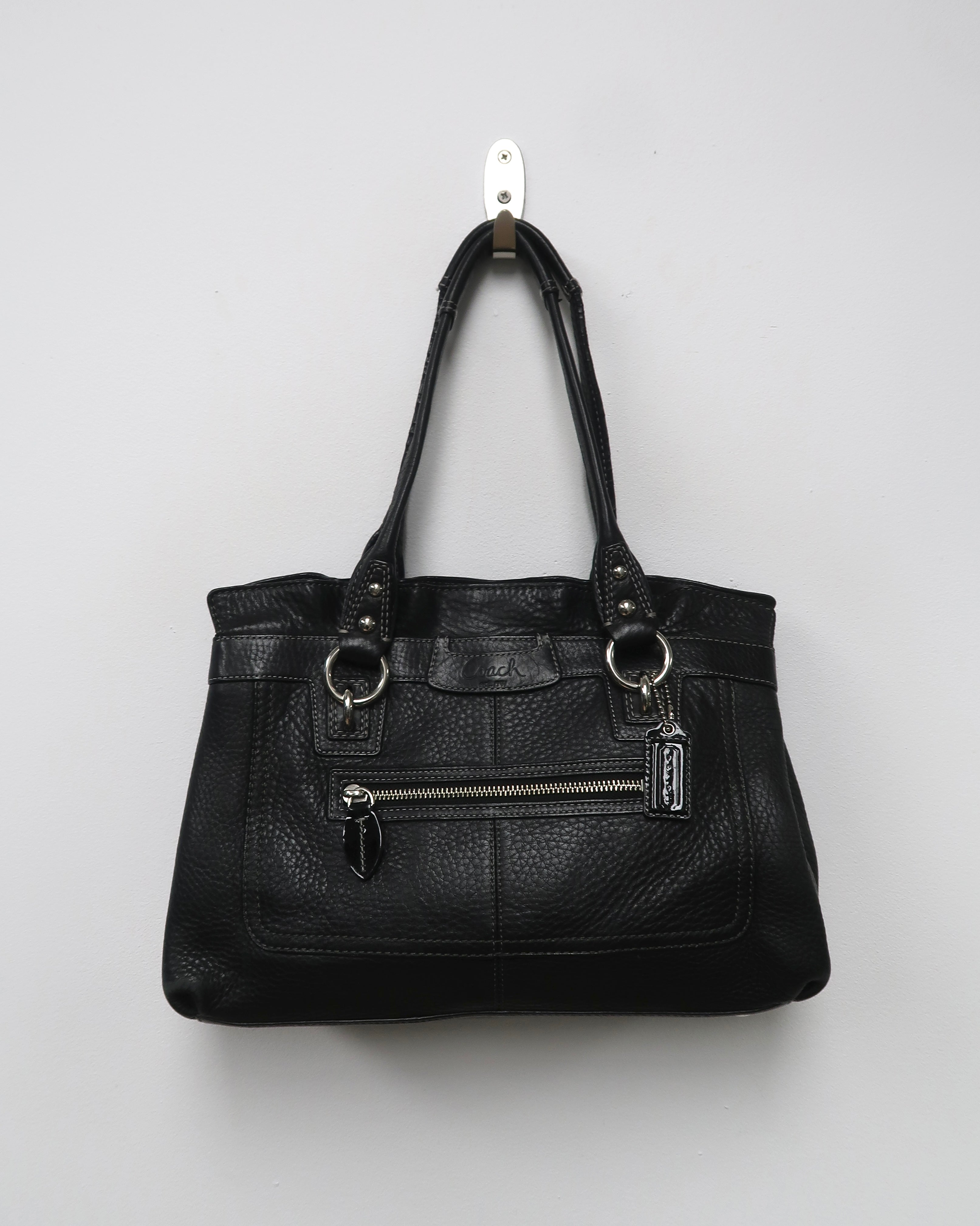 Black Pebbled Leather Coach Penelope Soho Shopper Bag