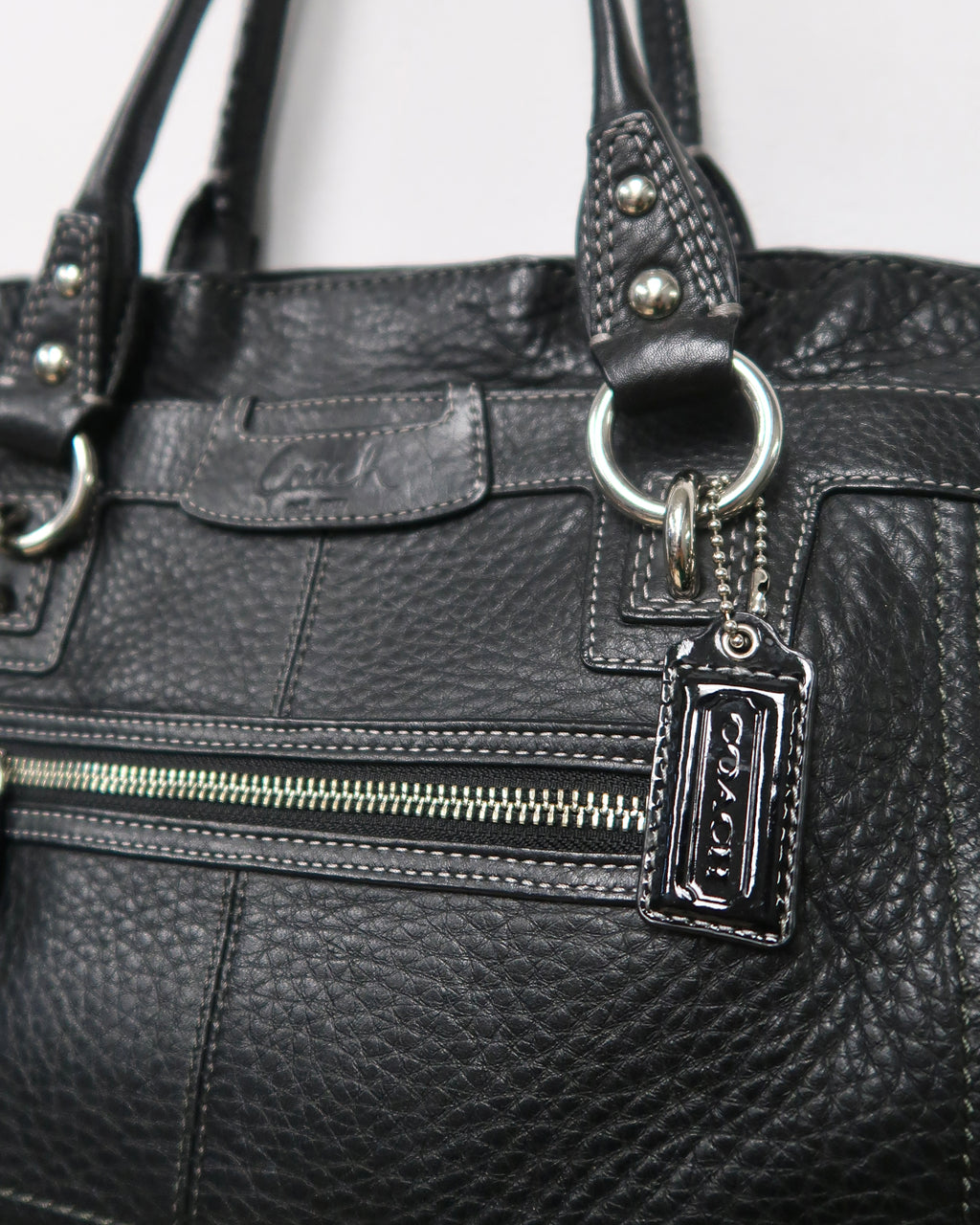 Black Pebbled Leather Coach Penelope Soho Shopper Bag