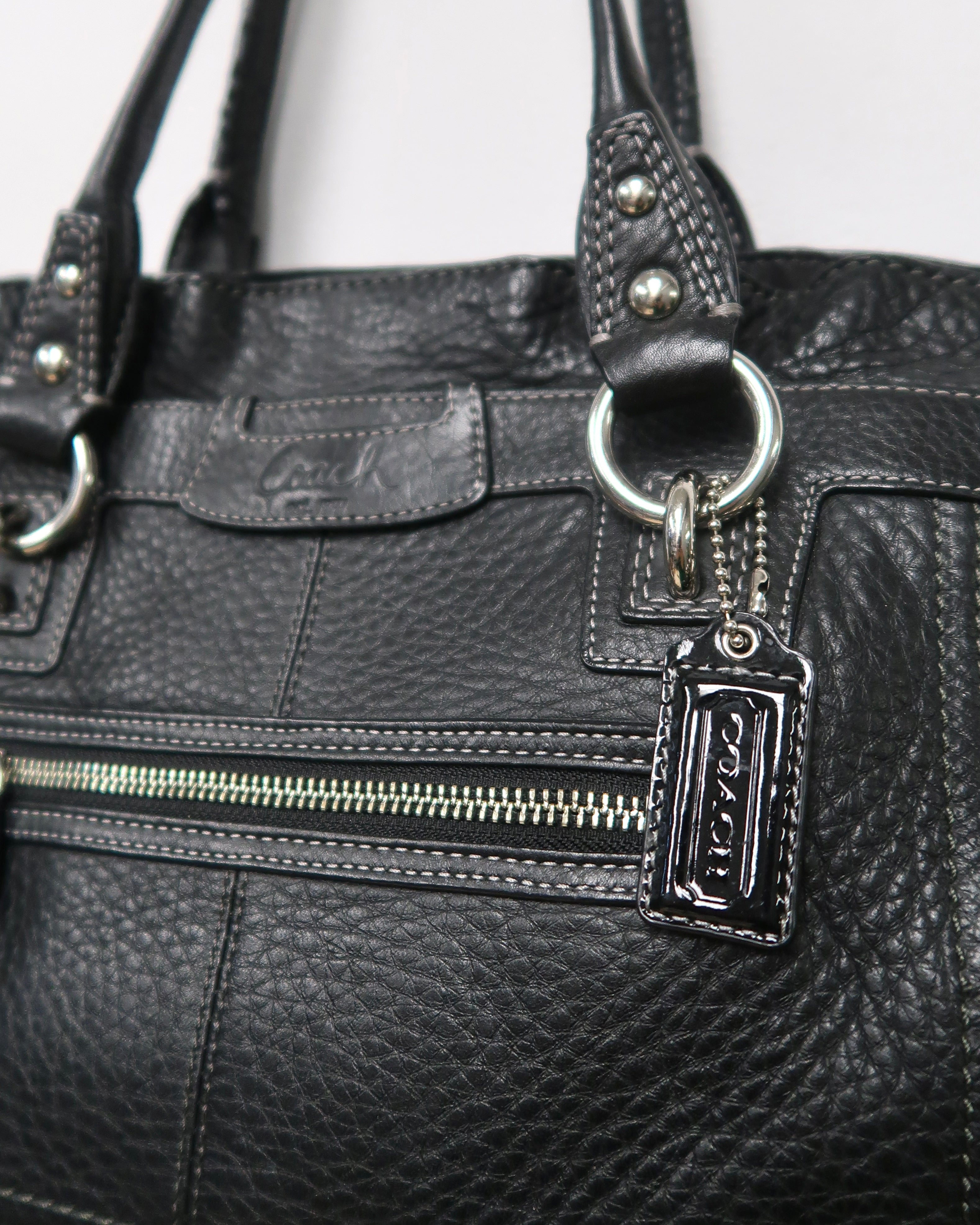 Black Pebbled Leather Coach Penelope Soho Shopper Bag