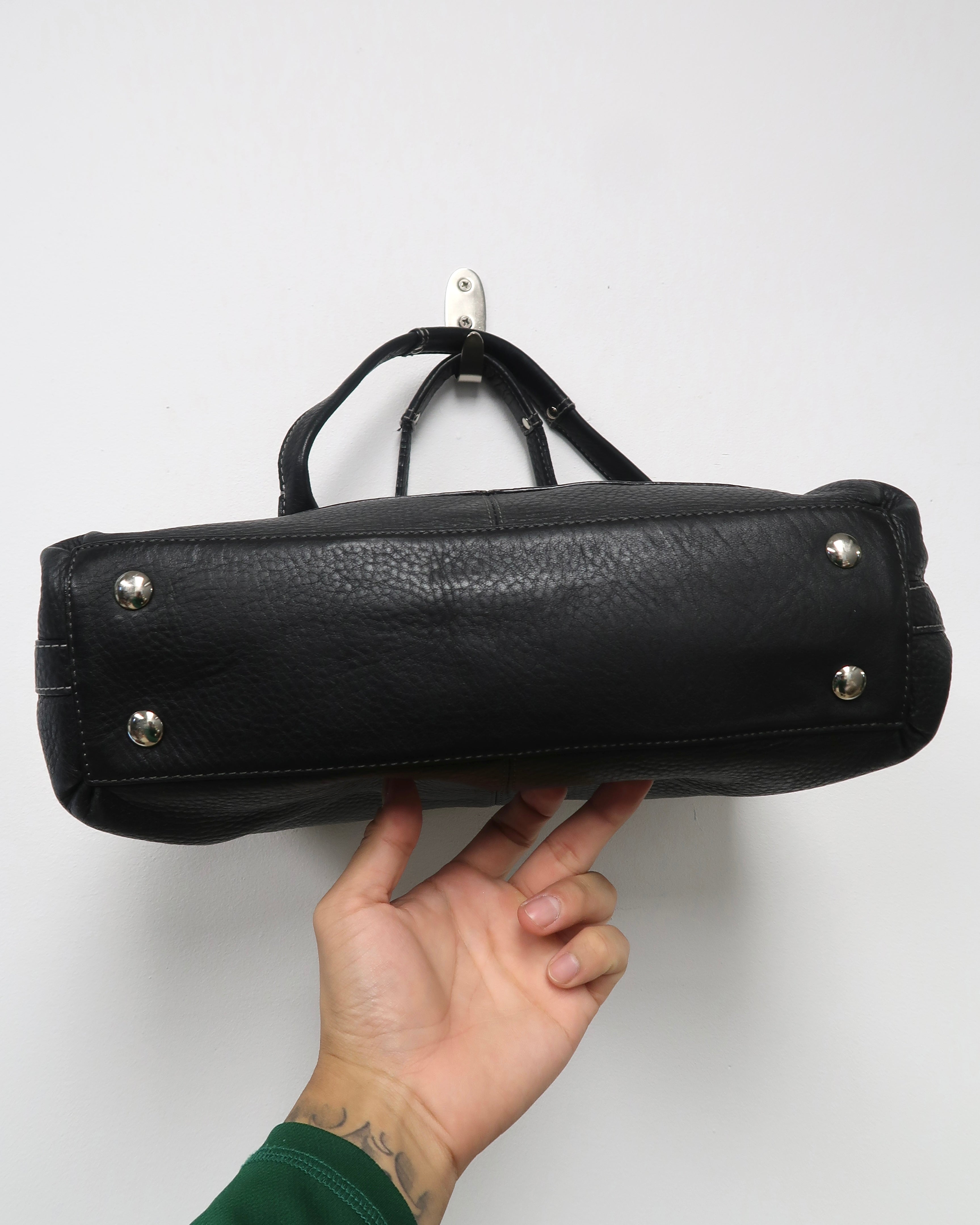 Black Pebbled Leather Coach Penelope Soho Shopper Bag